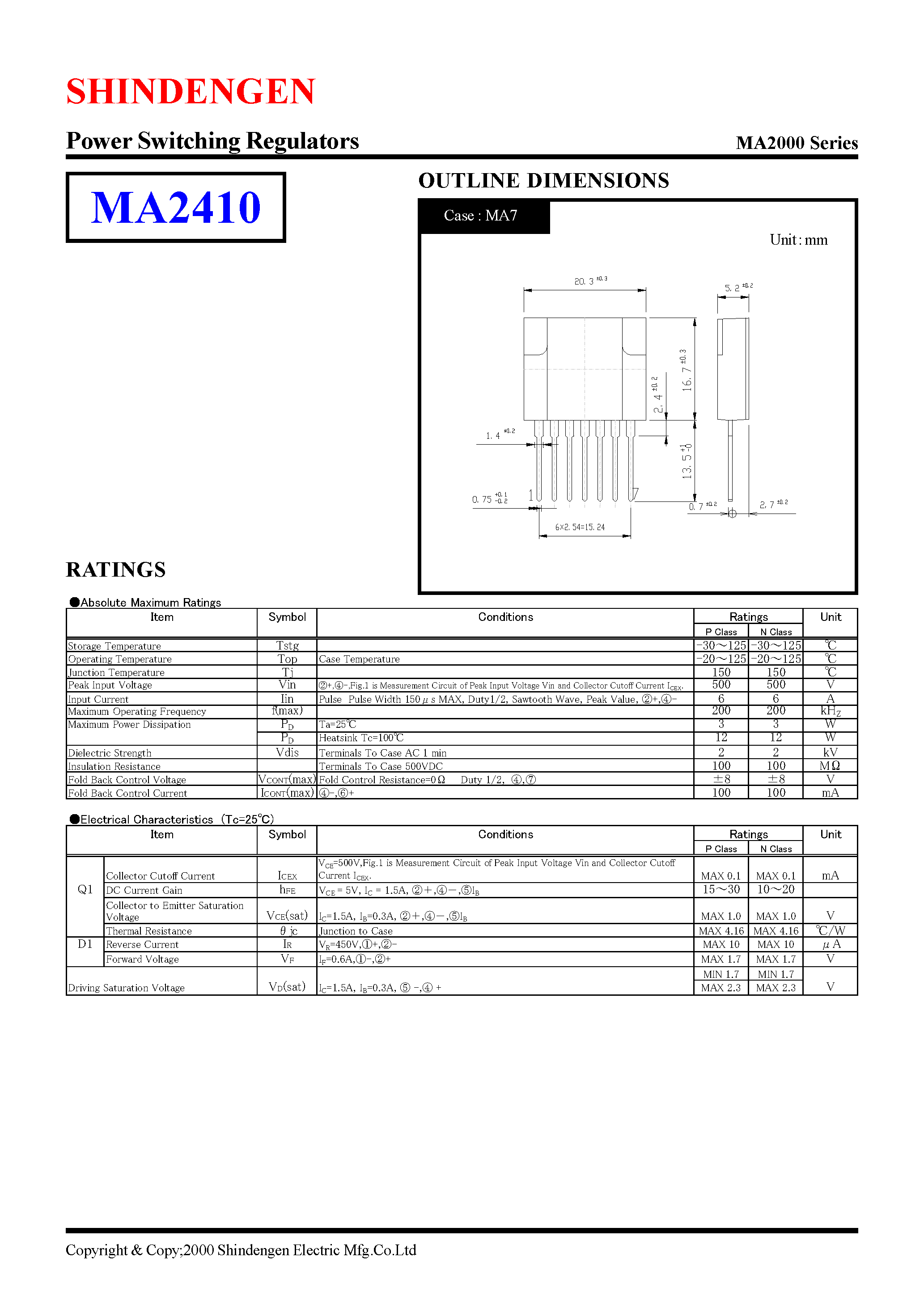 Datasheet MA2410 page 1 Datasheet MA2410 - Power Switching Regulators page 1