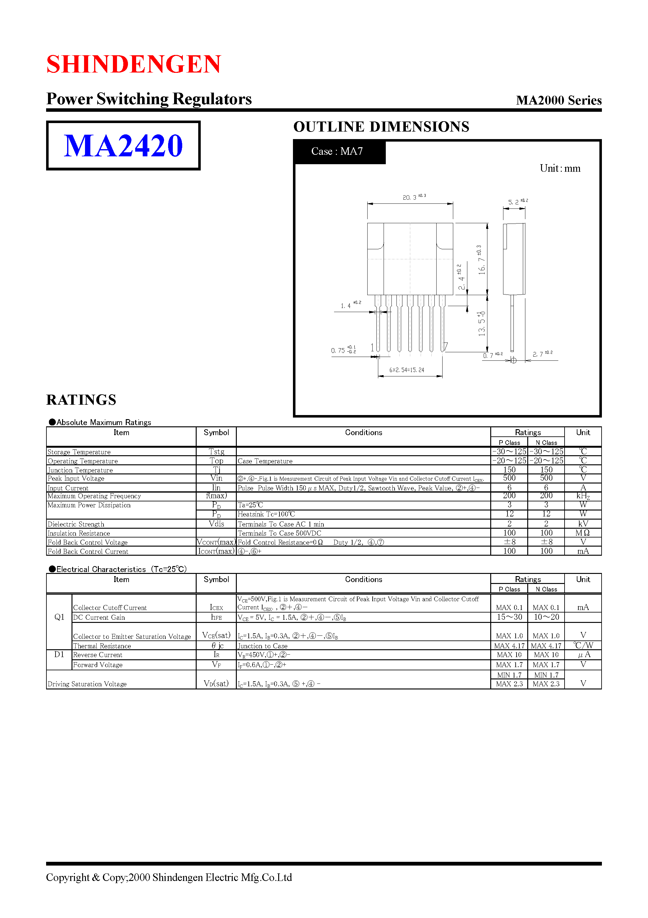 Datasheet MA2420 - Power Switching Regulators page 1