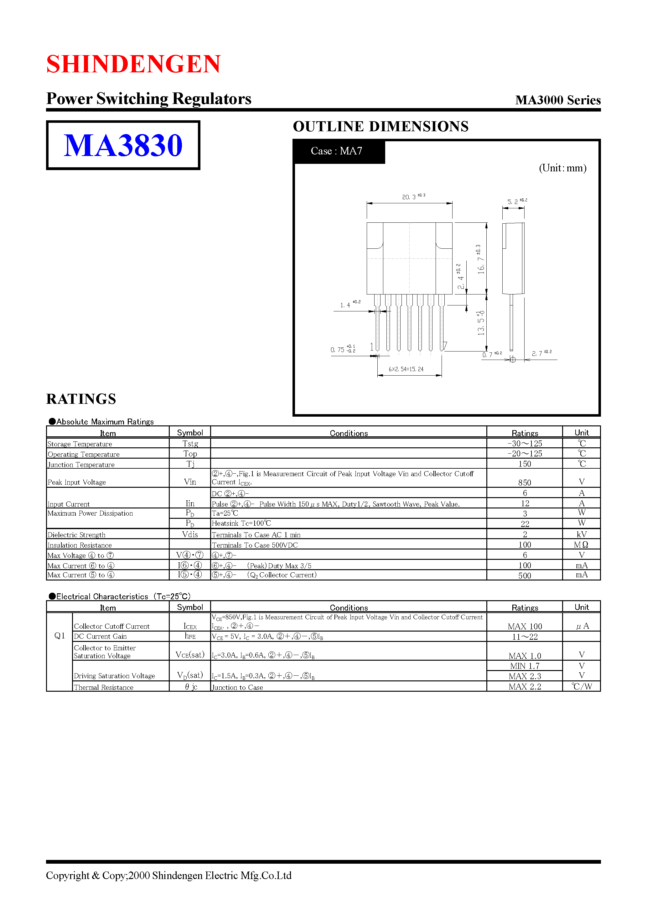 Datasheet MA3830 page 1 Datasheet MA3830 - Power Switching Regulators page 1