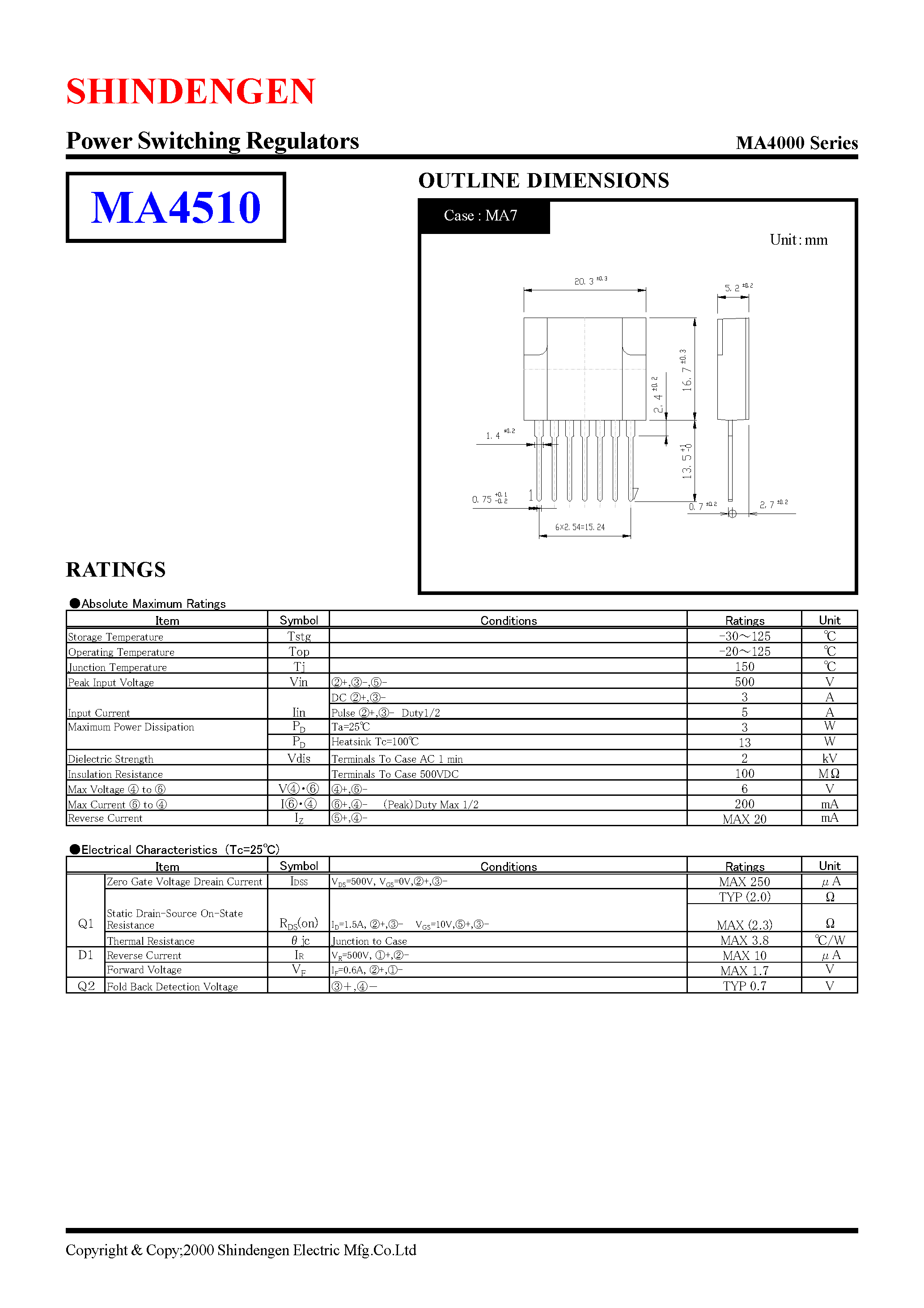 Datasheet MA4510 - Power Switching Regulators page 1