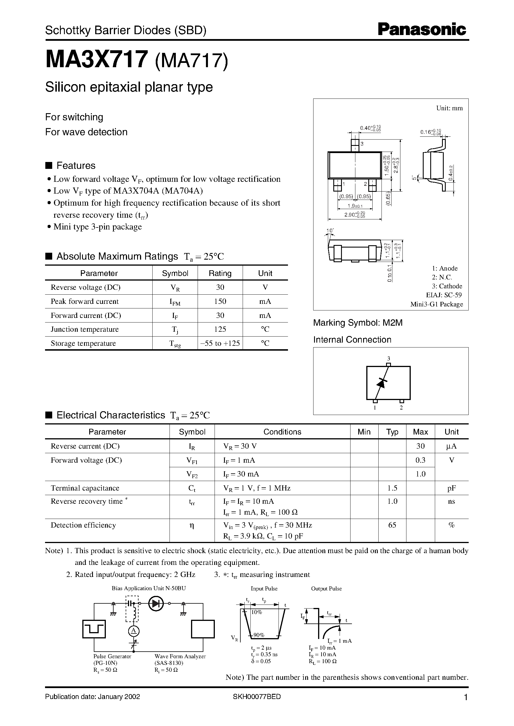 Даташит MA717 - Schottky Barrier Diodes (SBD) страница 1
