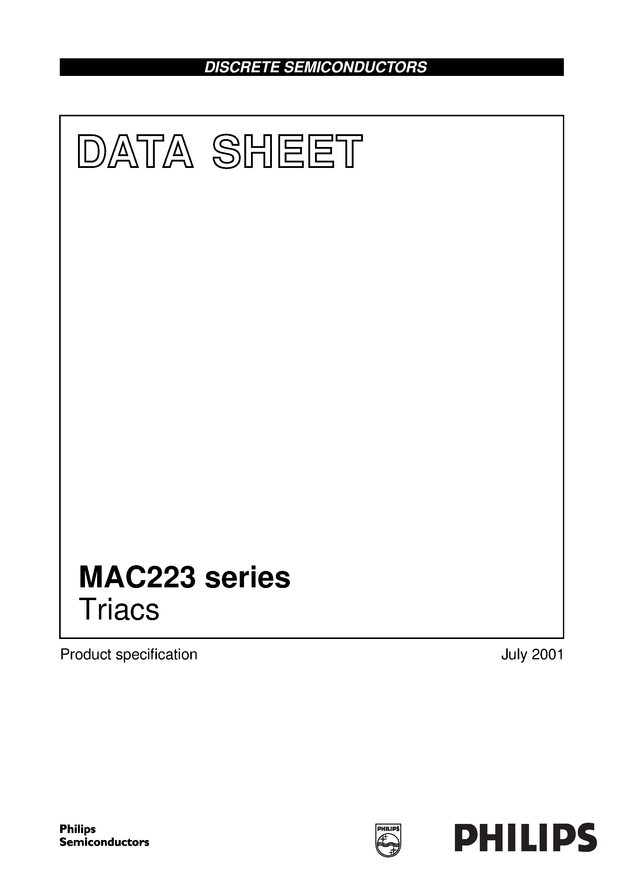 Datasheet MAC223A8 page 1 Datasheet MAC223A8 - Triacs page 1
