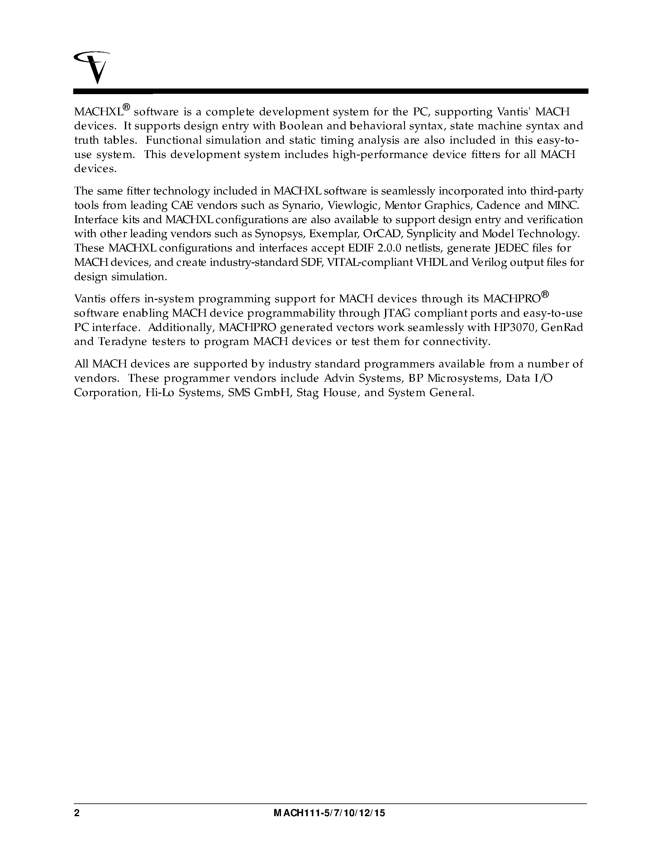 Datasheet MACH111-7 - High-Performance EE CMOS Programmable Logic page 2
