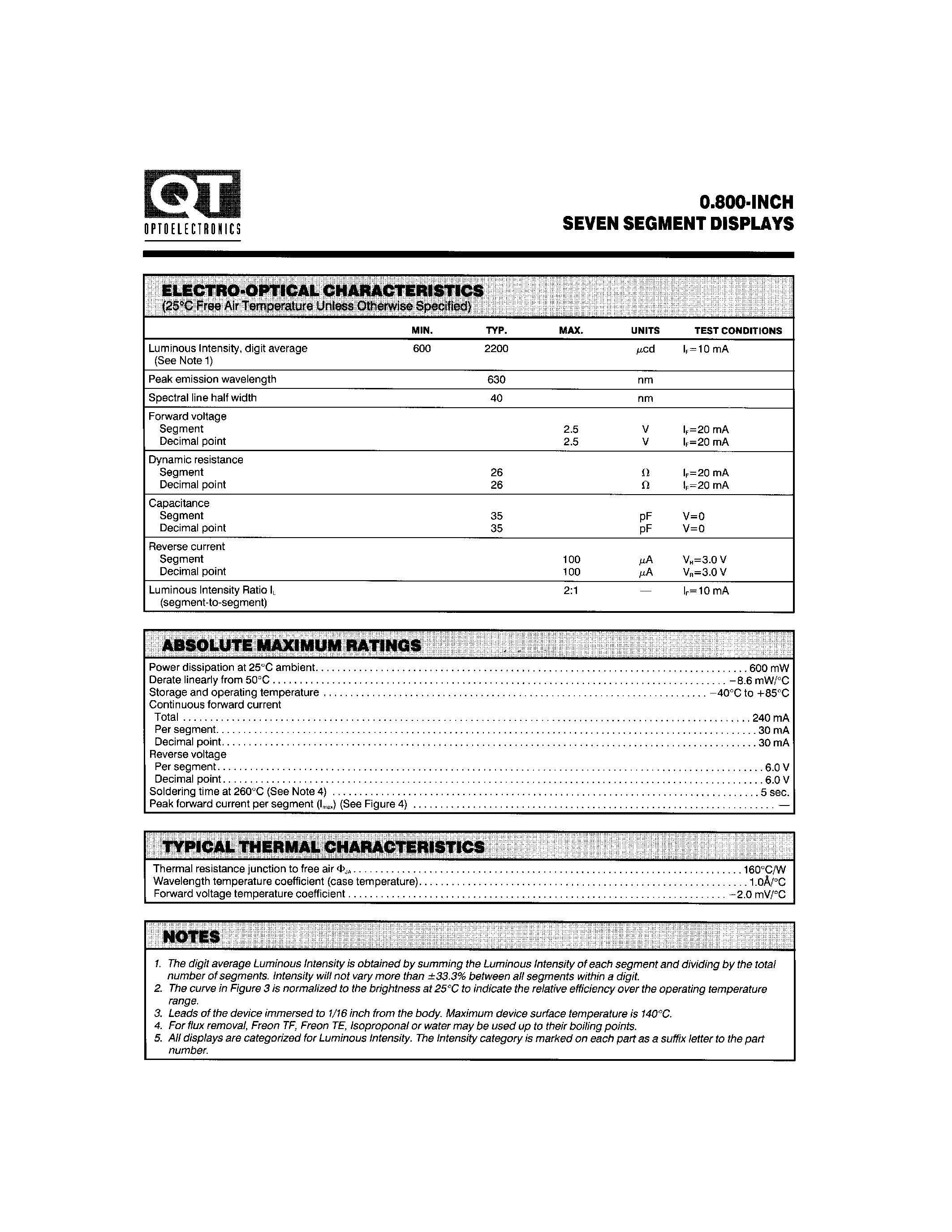 Datasheet MAN8600 - 0.800-INCH SEVEN SEGMENT DISPLAYS page 2