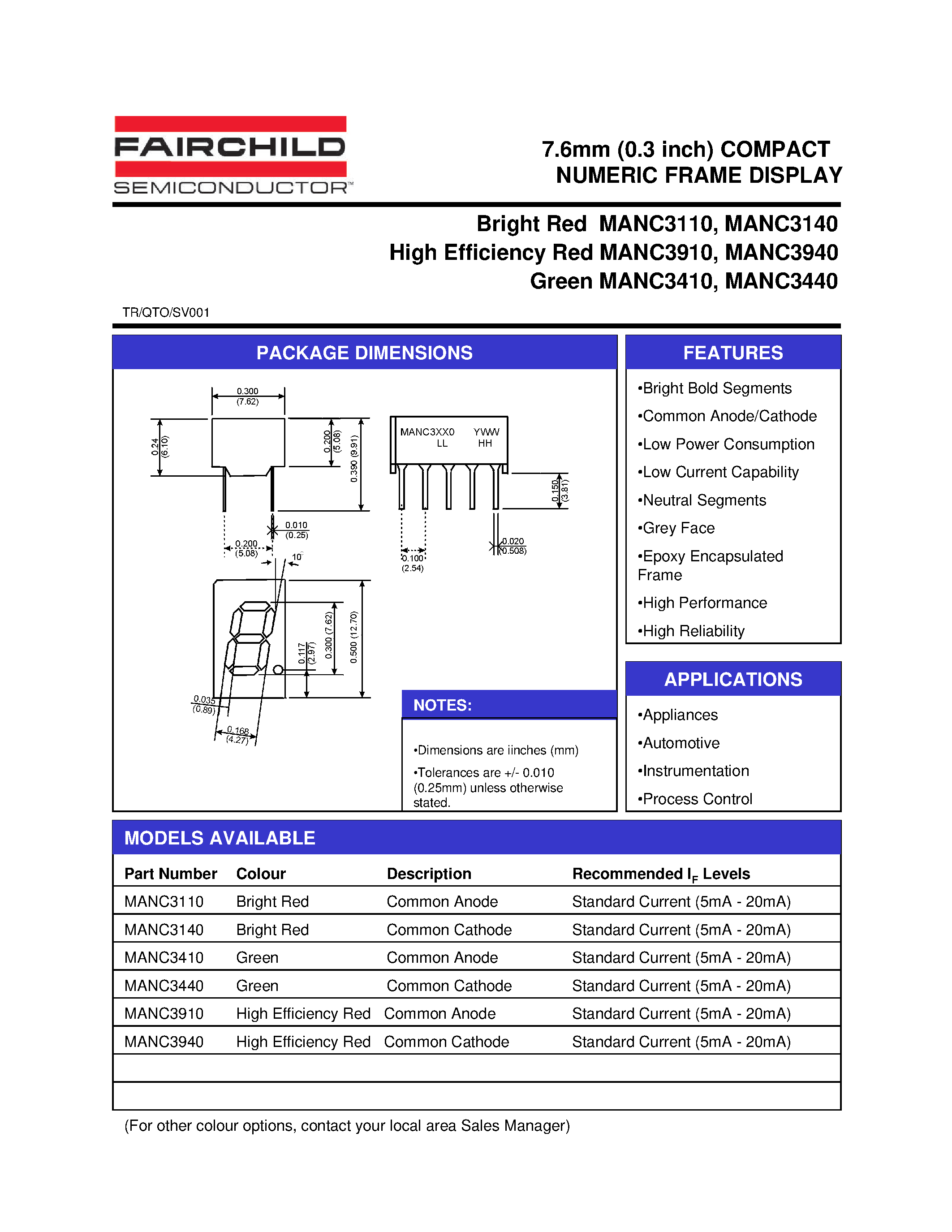 Даташит на микросхему MANC3440 страница 1 Даташит MANC3440 - 7.6mm 0.3 inch COMPACT NUMERIC FRAME DISPLAY страница 1