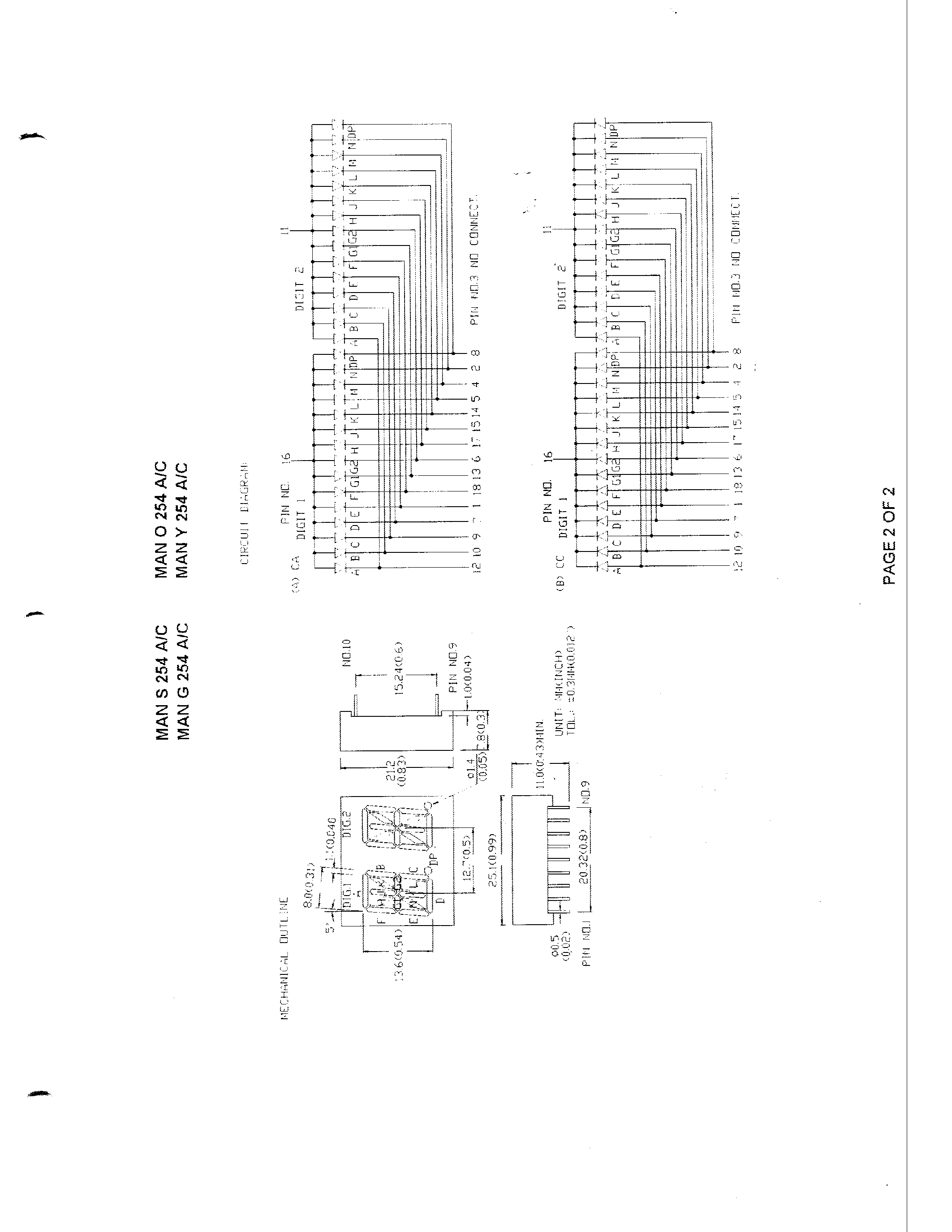 Datasheet MANO254A-C - 0.54 DUAL DIGIT ALPHANUMERIC DISPLAYS page 2