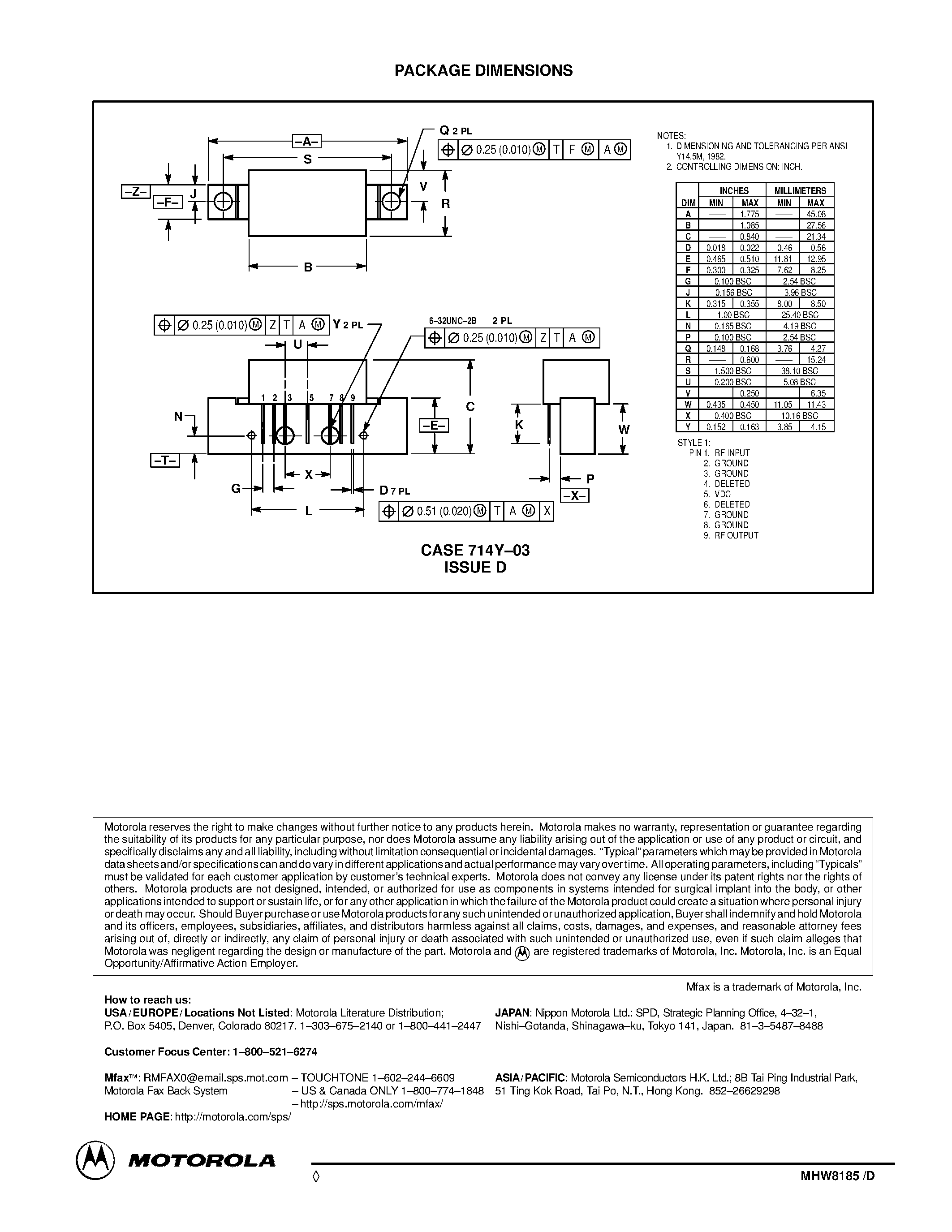 Datasheet MHW8185 - 19.4 dB GAIN 860 MHz 128-CHANNEL CATV AMPLIFIER page 2
