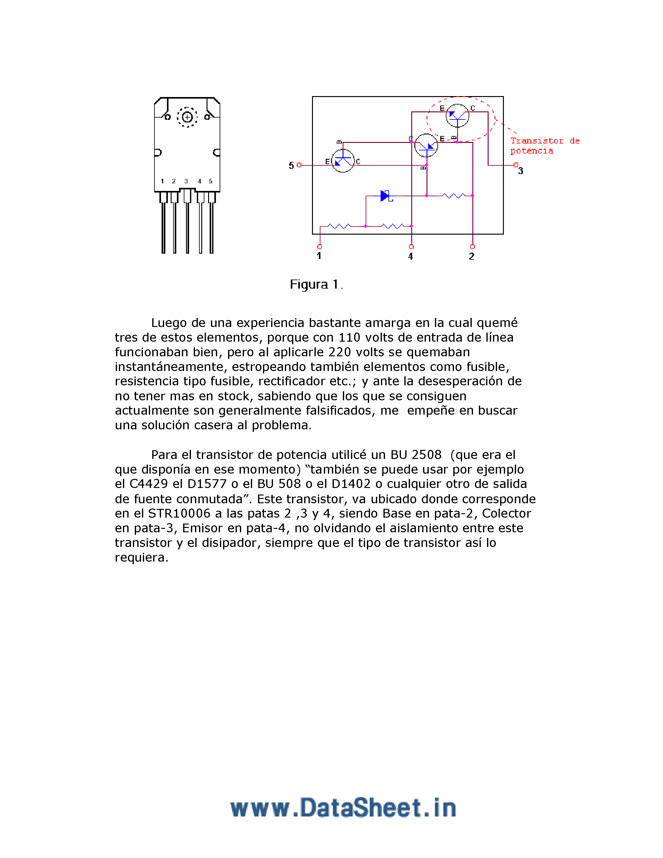Datasheet STR10006 - Una forma Ingeniosa de Reparar los reguladores STR 10006 y similares / procedimiento aportado por Gustavo A page 2