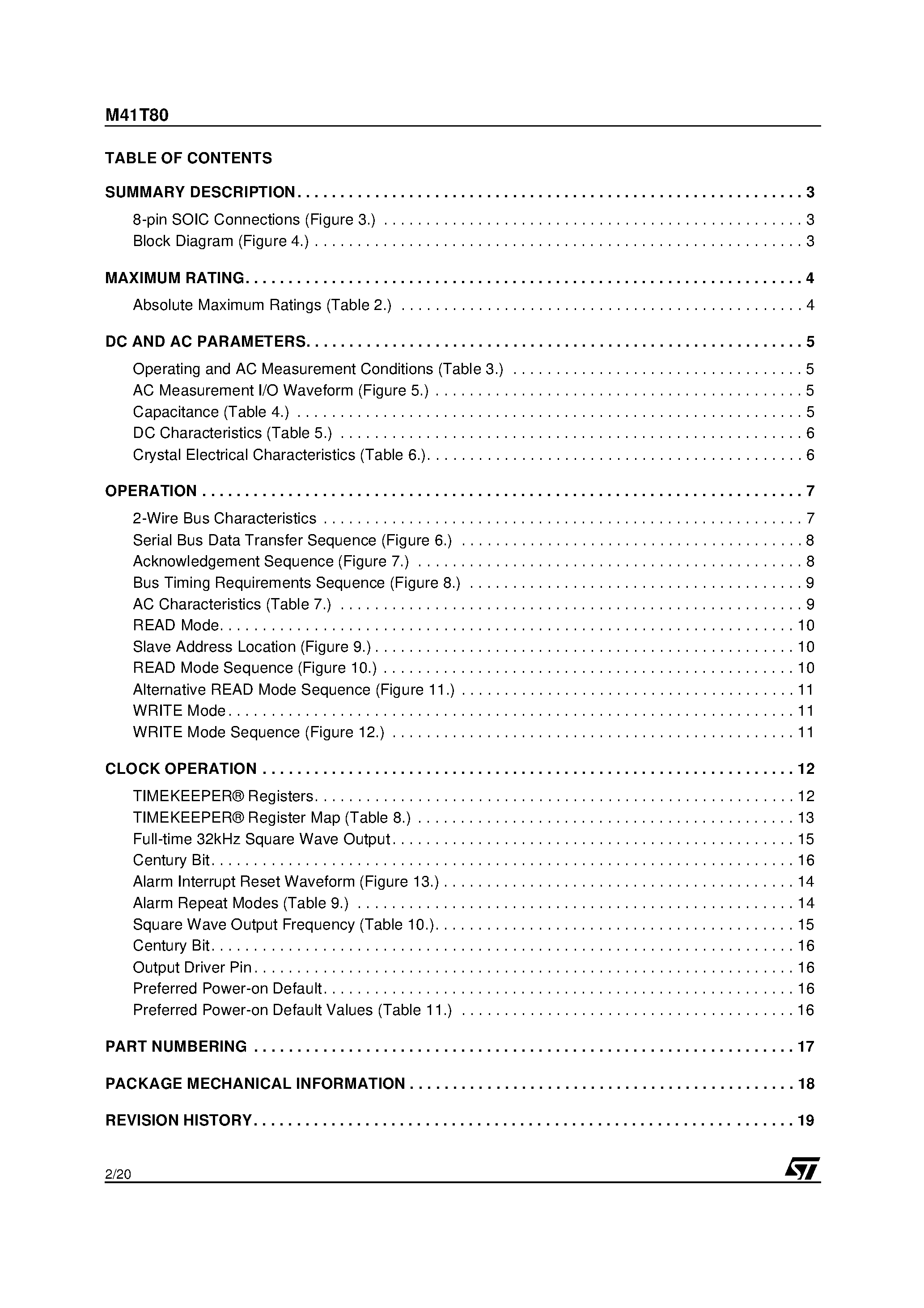 Даташит на микросхему M41T80M страница 2 Даташит M41T80M - SERIAL ACCESS RTC WITH ALARMS страница 2