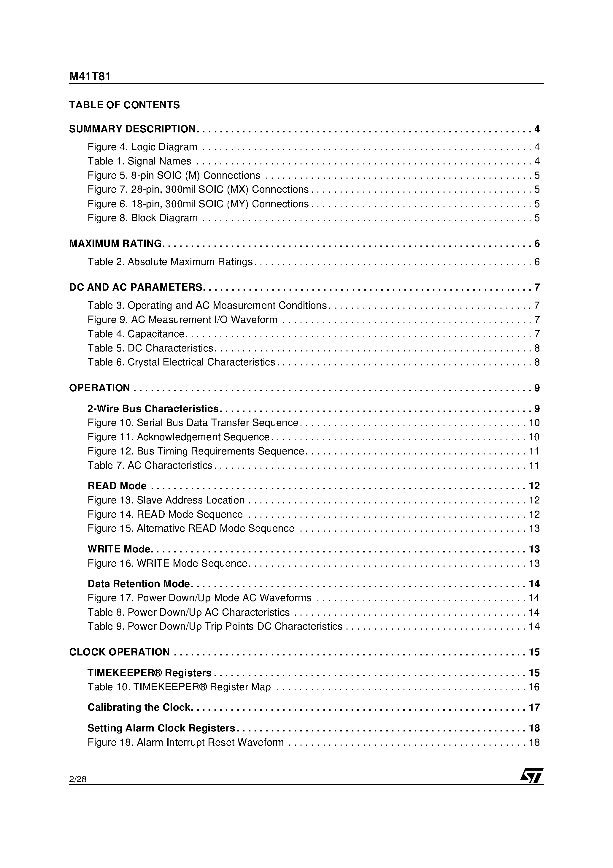 Datasheet M41T81M6TR - SERIAL ACCESS RTC WITH ALARMS page 2