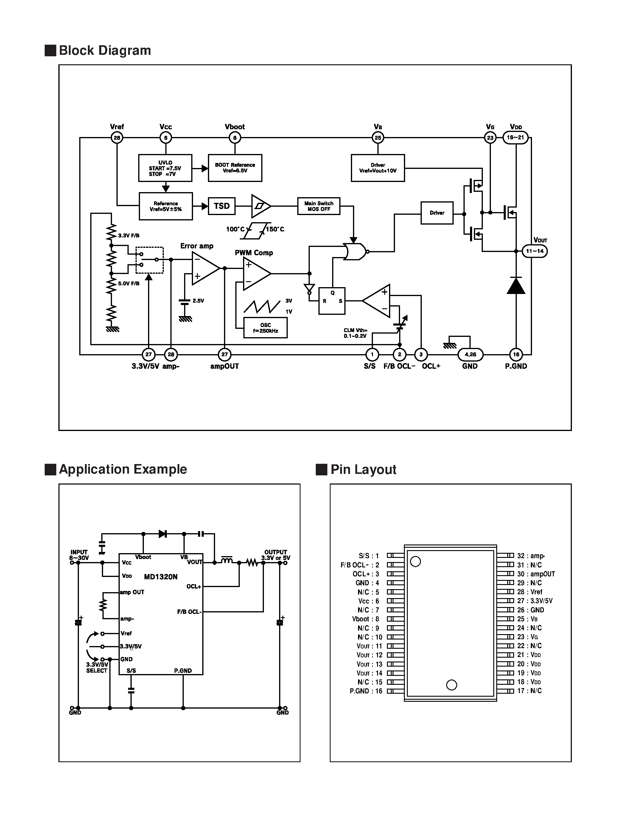 Даташит MD1320N - 3.3V/5V Stepping Down DC to DC Converter Power IC страница 2