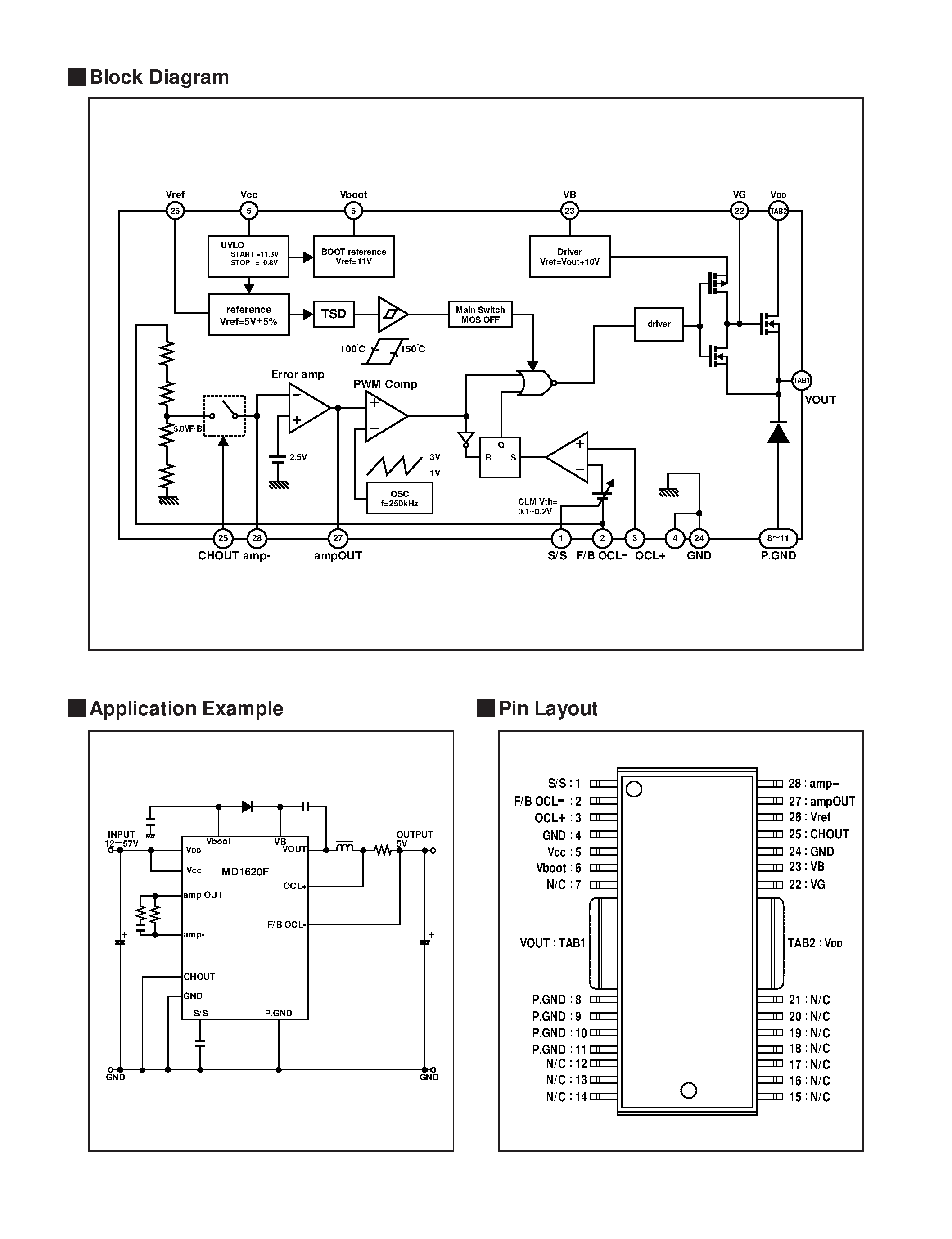 Даташит MD1620F - 5V Stepping Down DC to DC Converter Power IC страница 2