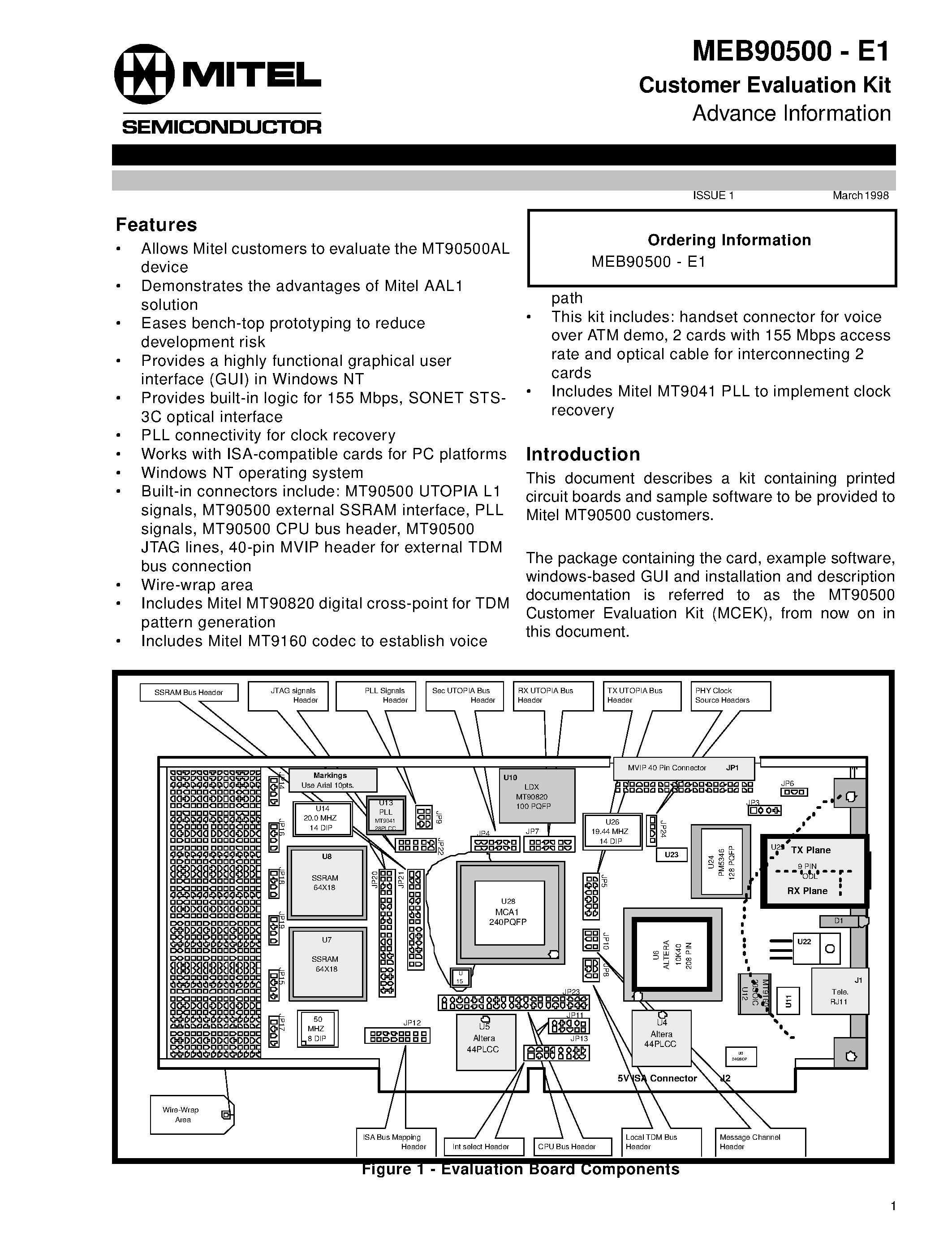 Datasheet MEB90500 page 1 Datasheet MEB90500 - Customer Evaluation Kit Advance Information page 1