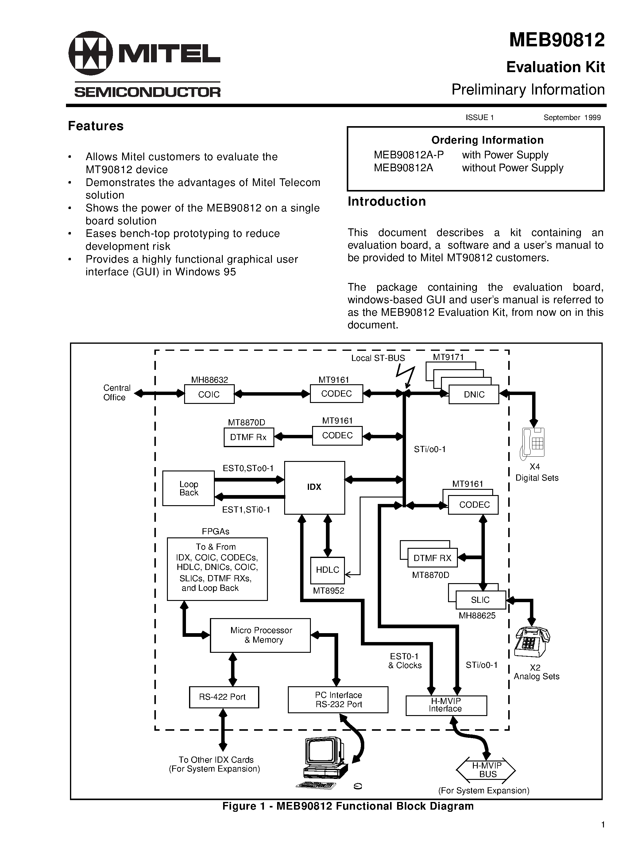 Даташит MEB90812A-P - Evaluation Kit Preliminary Information страница 1