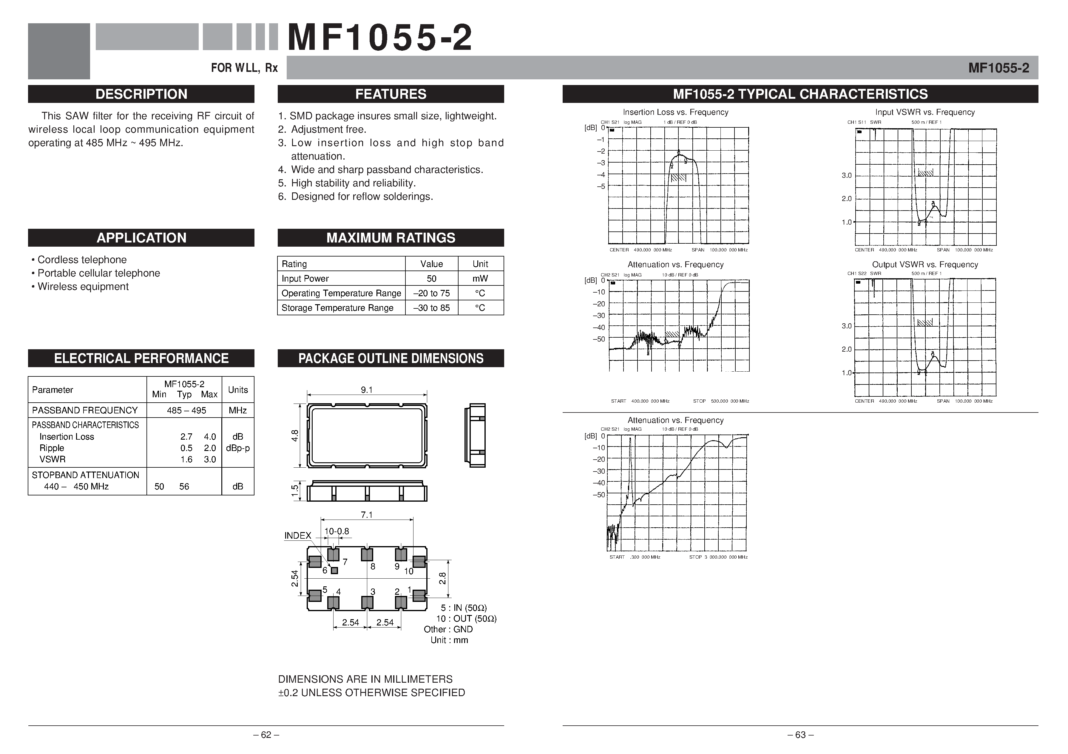 Datasheet MF1055-2 - FOR WILL /Rx page 1