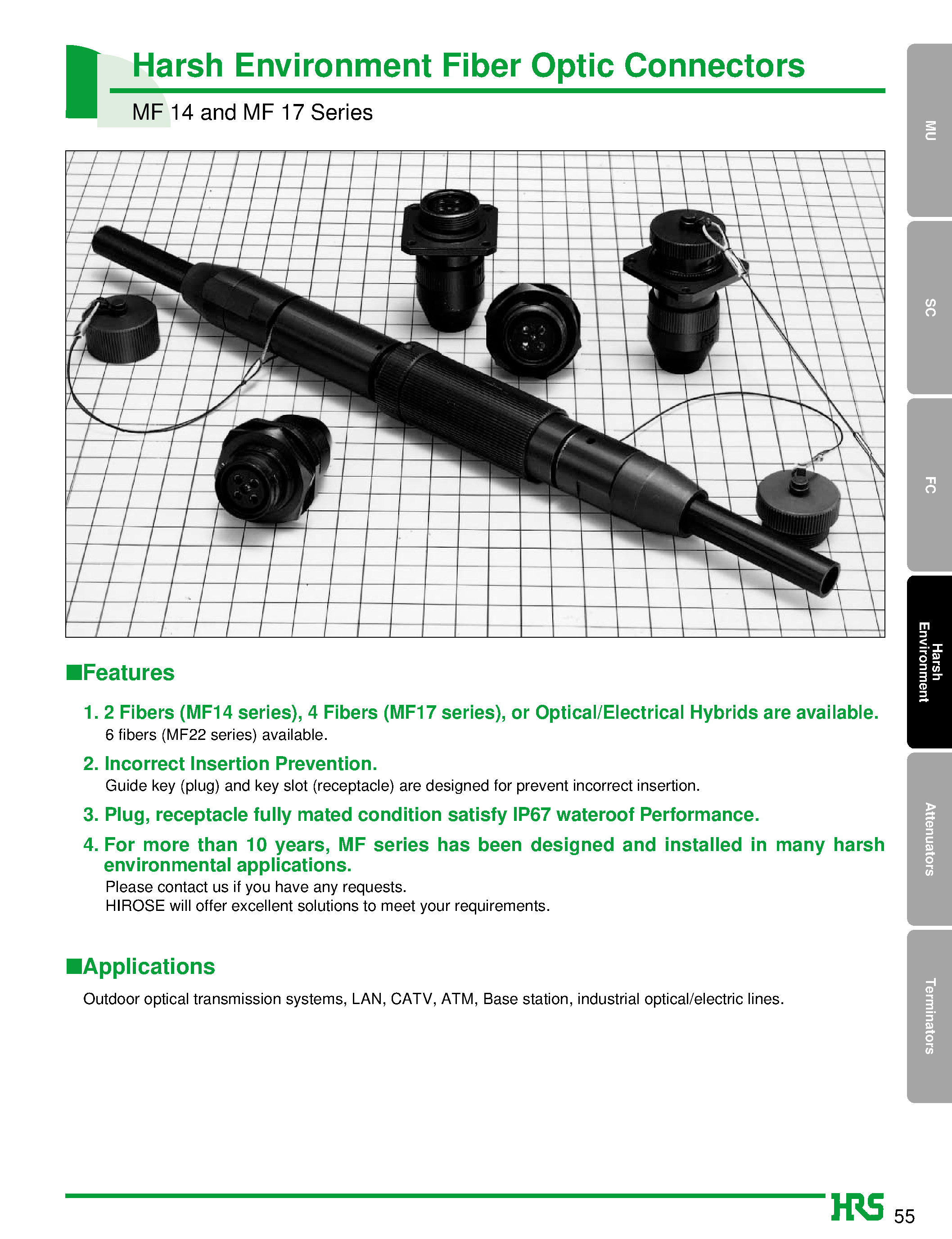 Datasheet MF22S-T2 - Harsh Environment Fiber Optic Connectors page 1