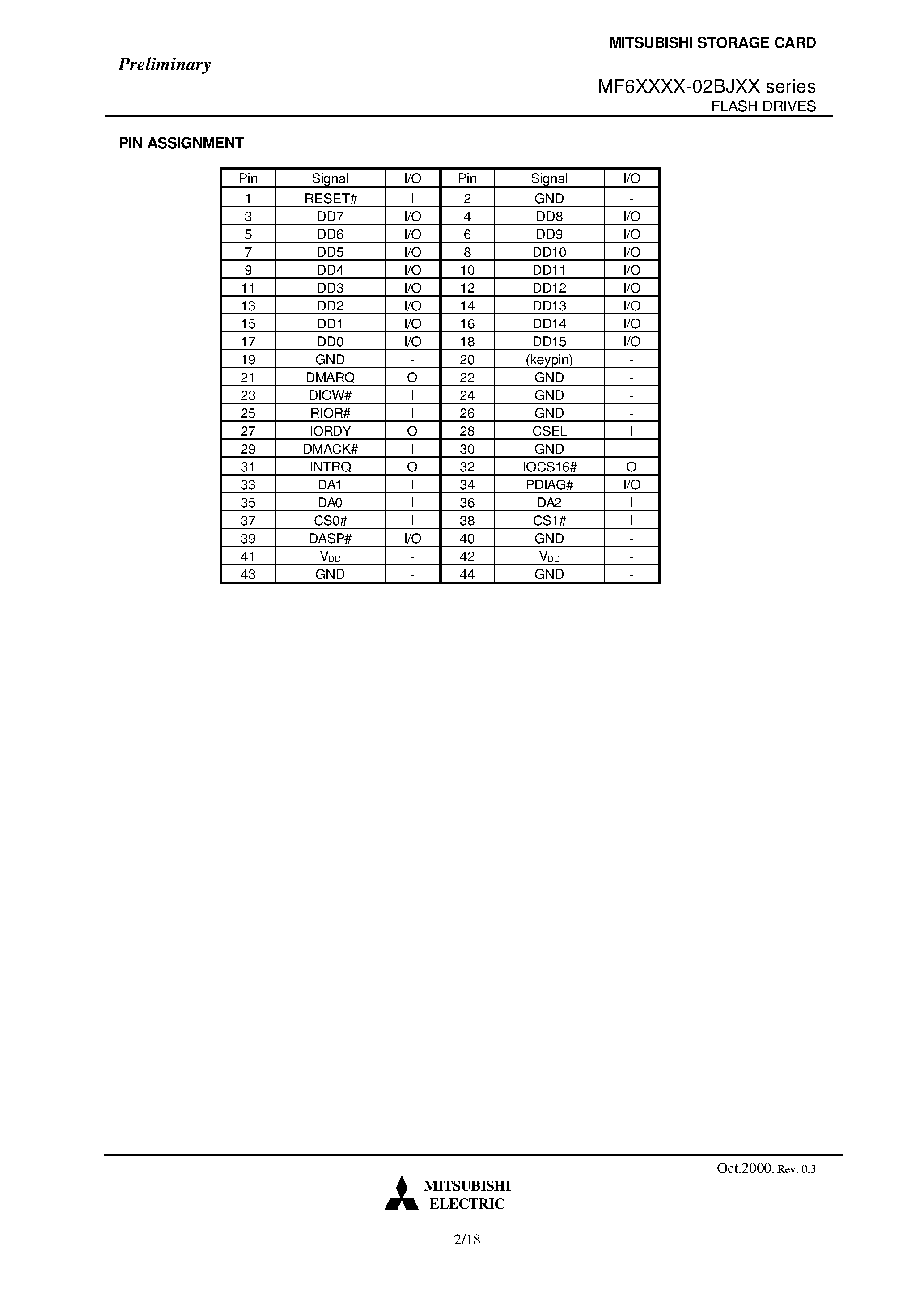Datasheet MF6128M-02BJXX - 2.5 Flash Drive page 2