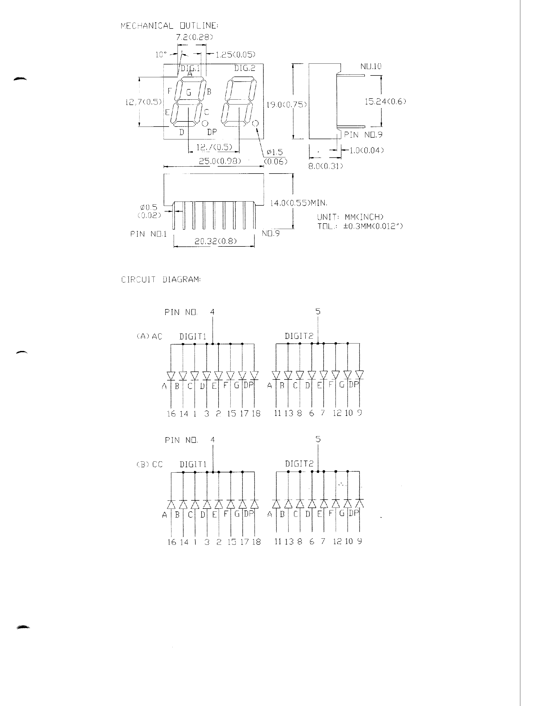 Datasheet MG251C - 0.5 DUAL DIGIT NUMERIC DISPLAYS page 2