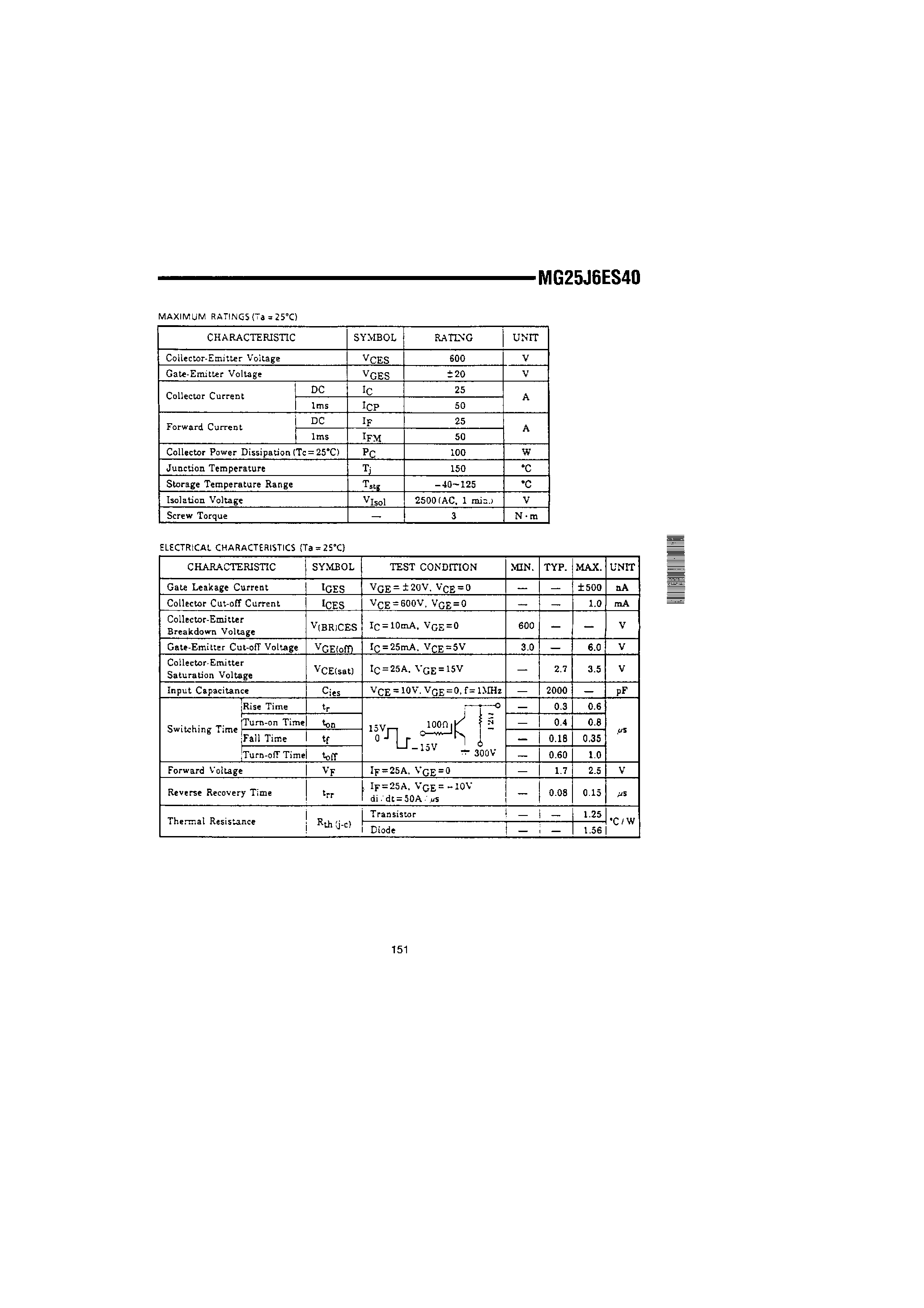Datasheet MG25J6ES40 - HIGH POWER SWITCHING APPLICATIONS MOTOR CONTROL APPLICATIONS. page 2