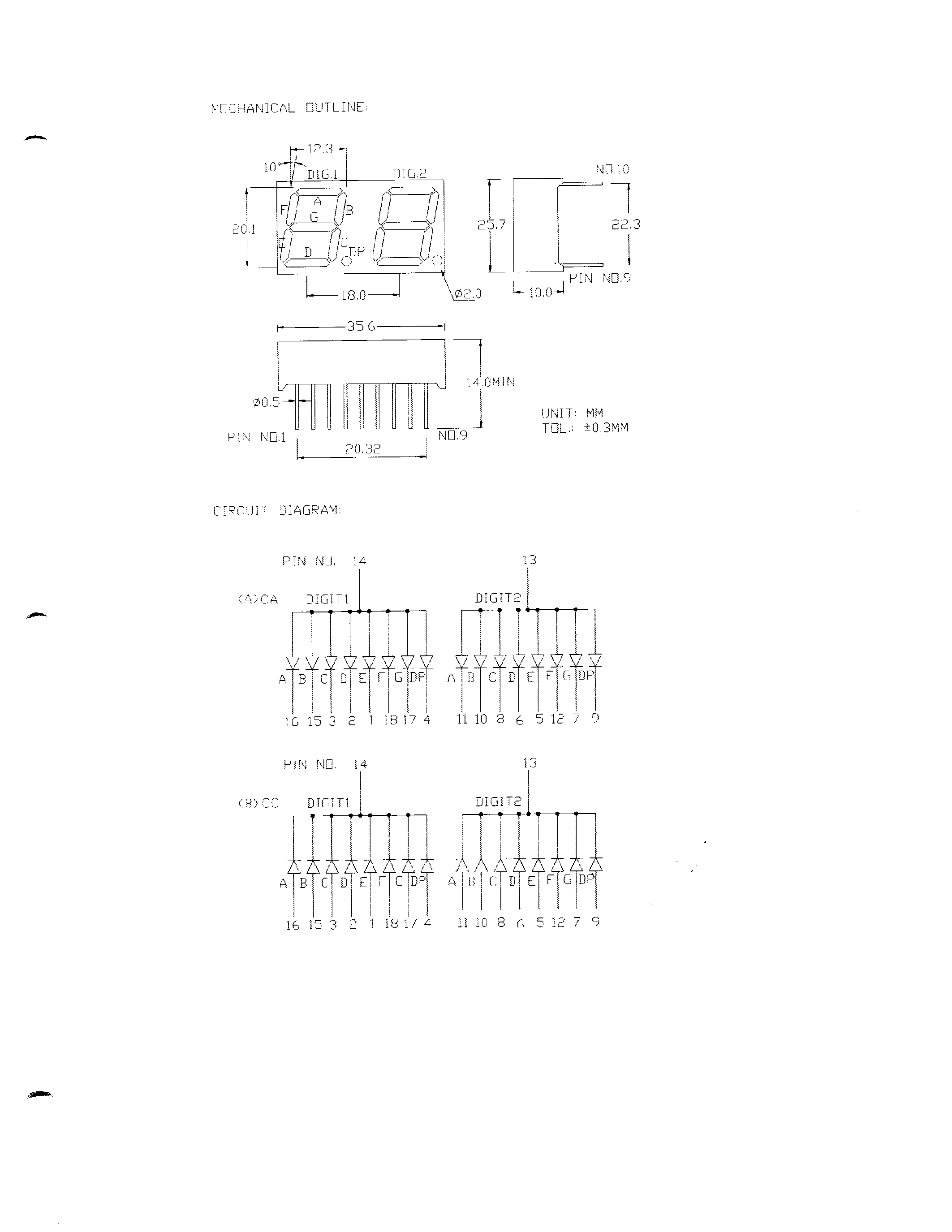 Datasheet MG2801A - 0.8 SINGLE DIGIT NUMBERIC DISPLAYS page 2