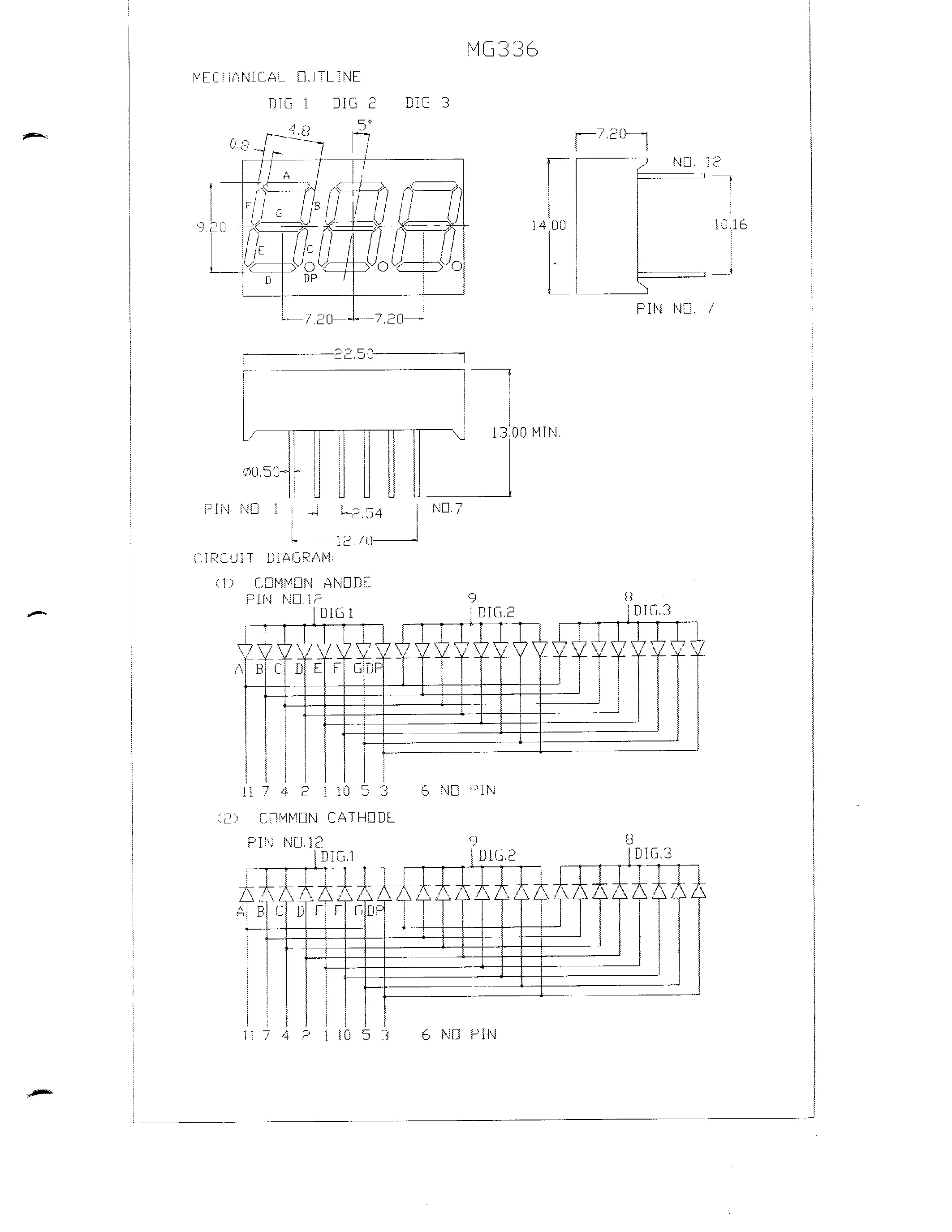 Datasheet MG336C - 0.36 THREE DIGIT NUMBERIC DISPLAYS page 2