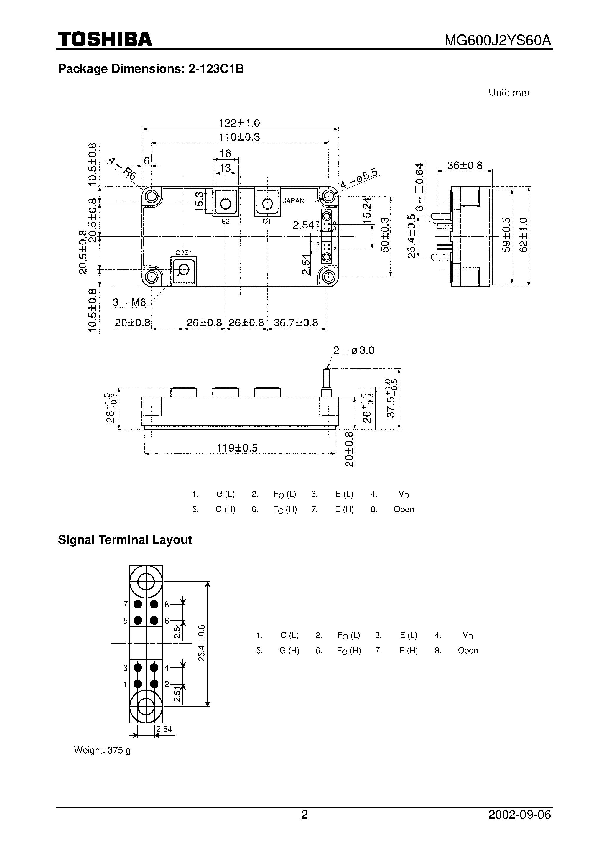 Datasheet MG600J2YS60A - TOSHIBA IGBT Module Silicon N Channel IGBT page 2