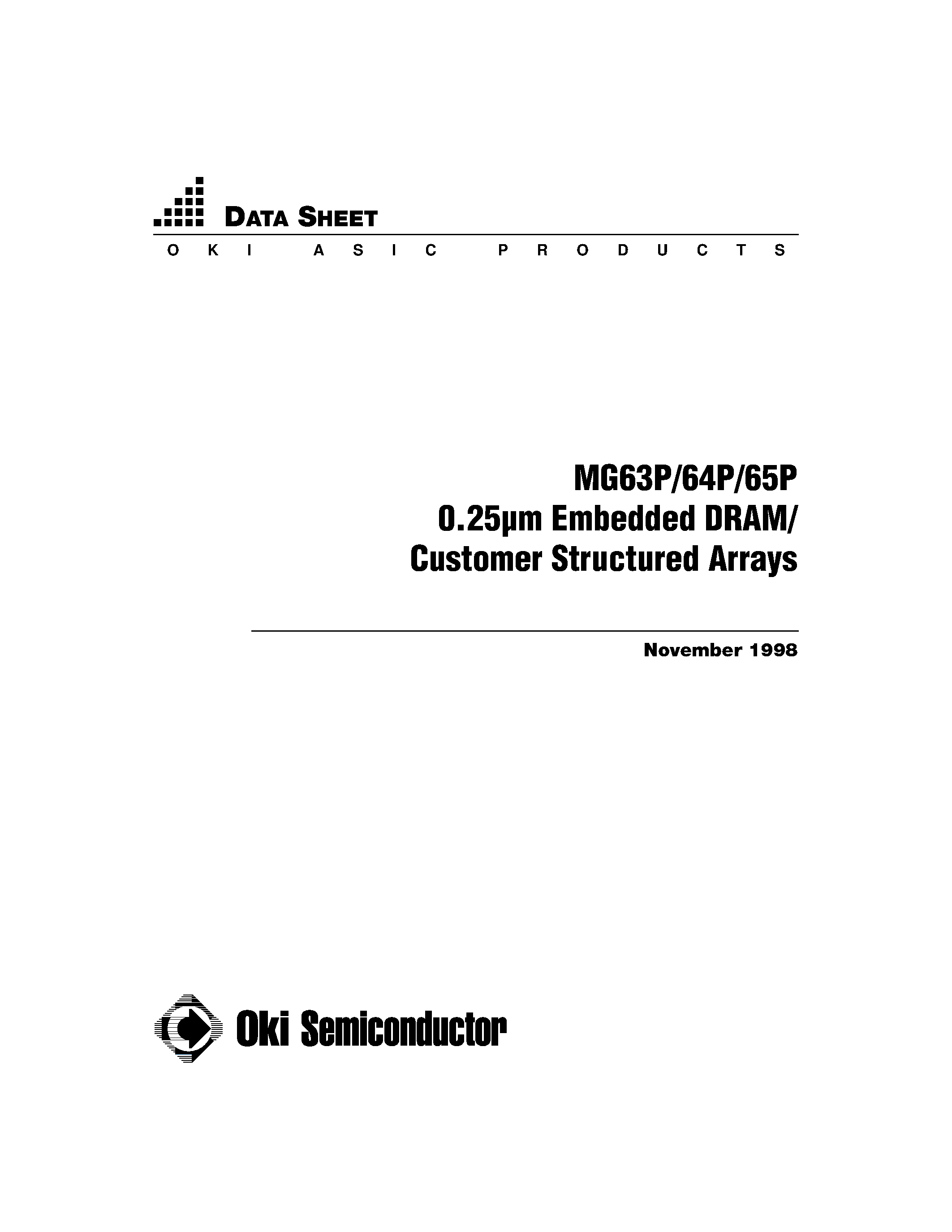 Datasheet MG65P - 0.25m Embedded DRAM/ Customer Structured Arrays page 1