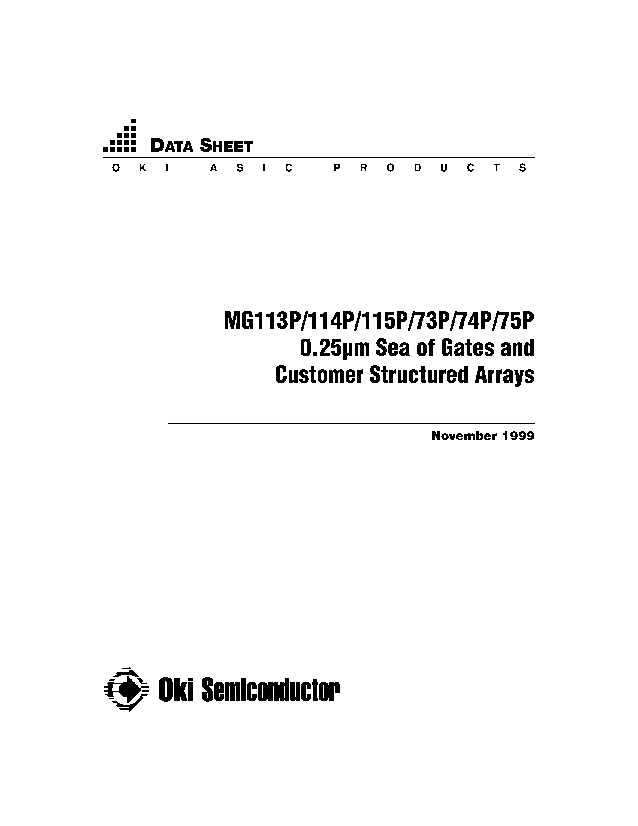 Datasheet MG75P - 0.25m Sea of Gates and Customer Structured Arrays page 1