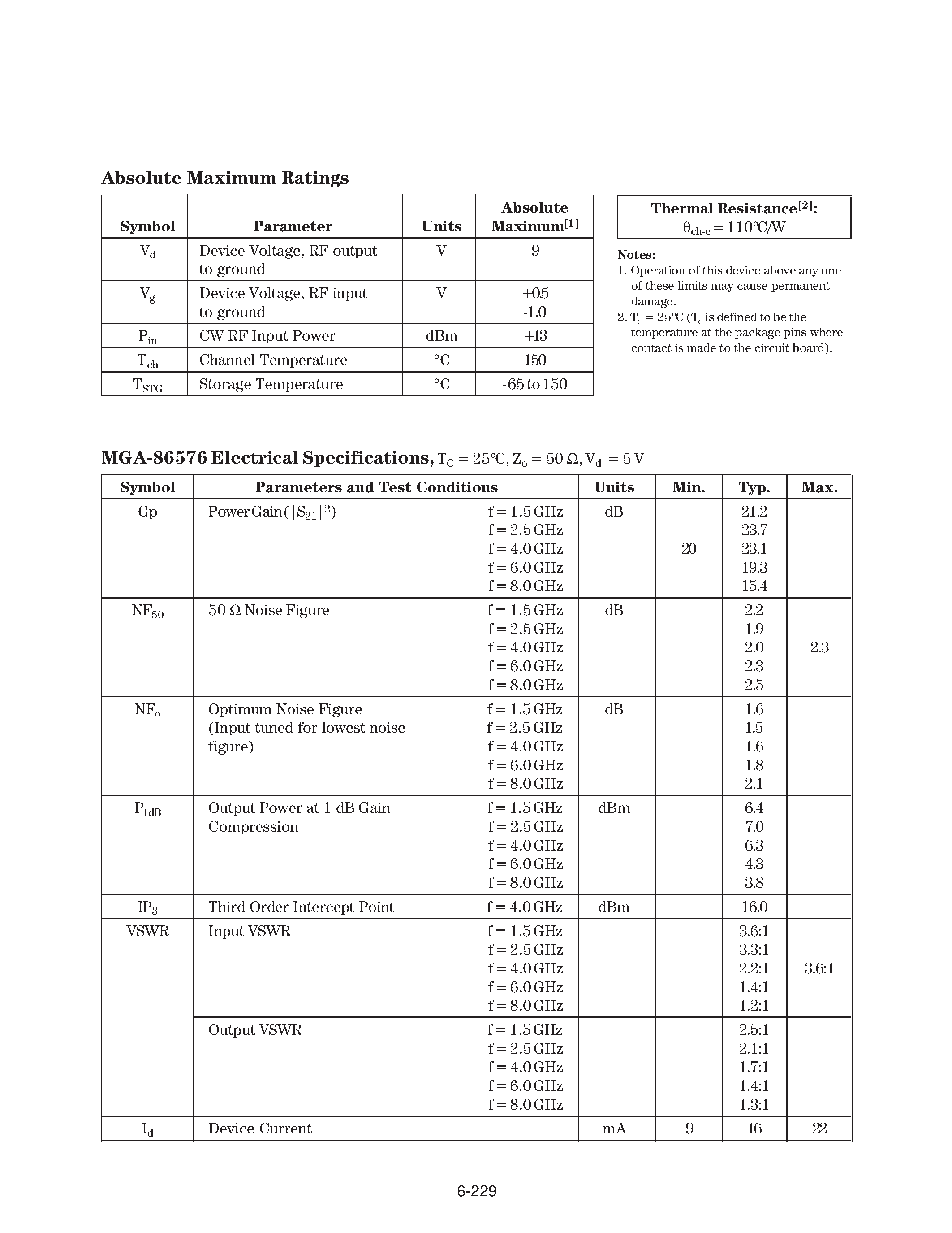Datasheet MGA-86576-STR - 1.5 - 8 GHz Low Noise GaAs MMIC Amplifier page 2