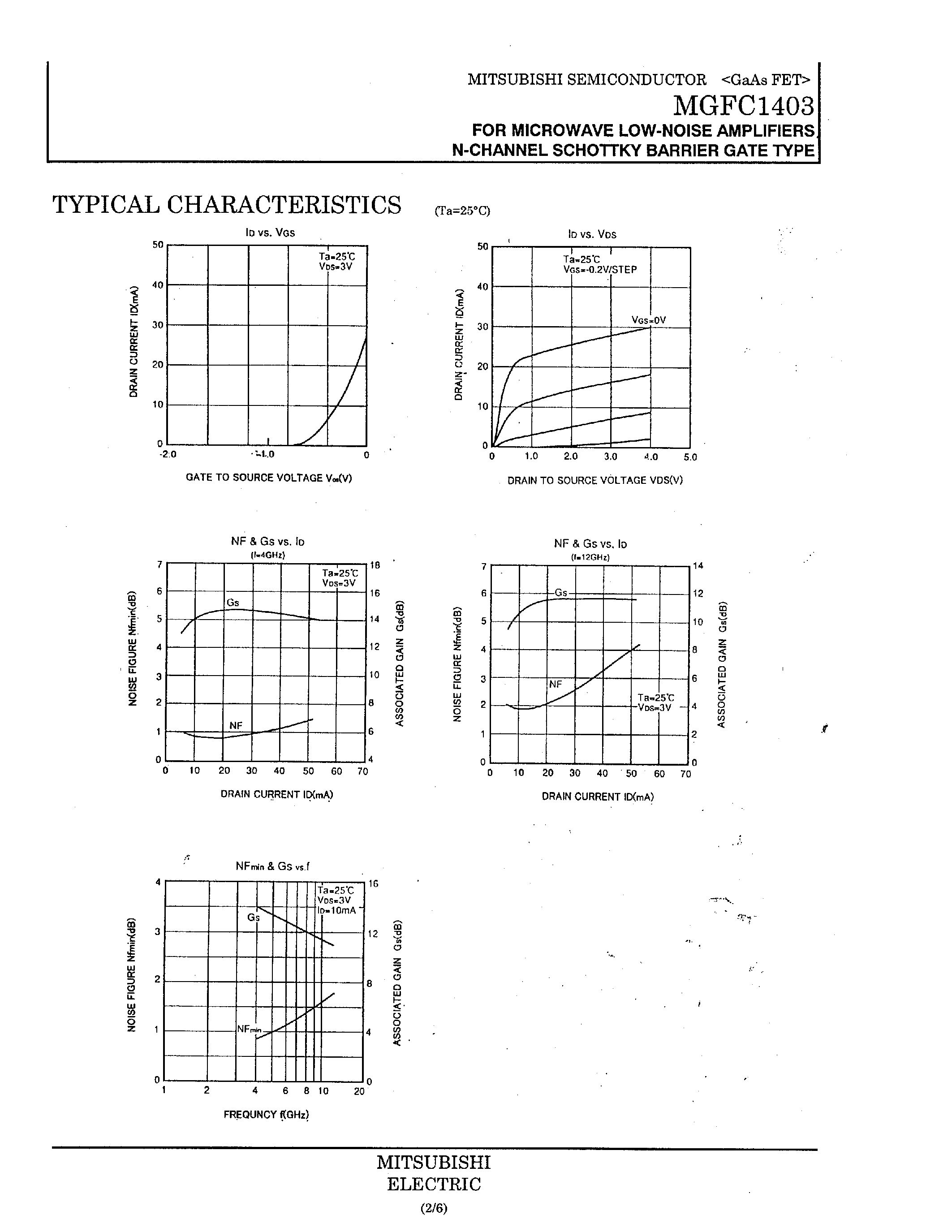 Datasheet MGFC1403 - FOR MICROWAVE LOW-NOISE AMPLIFIERS /N-CHANNEL SCHOTTKY BARRIER GATE TYPE page 2