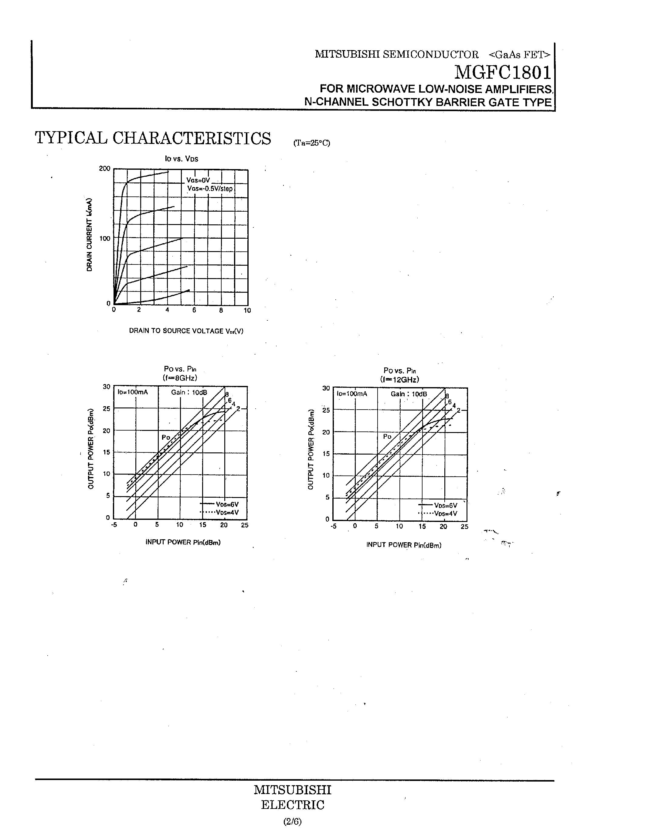 Datasheet MGFC1801 - FOR MICROWAVE LOW-NOISE AMPLIFIERS /N-CHANNEL SCHOTTKY BARRIER GATE TYPE page 2