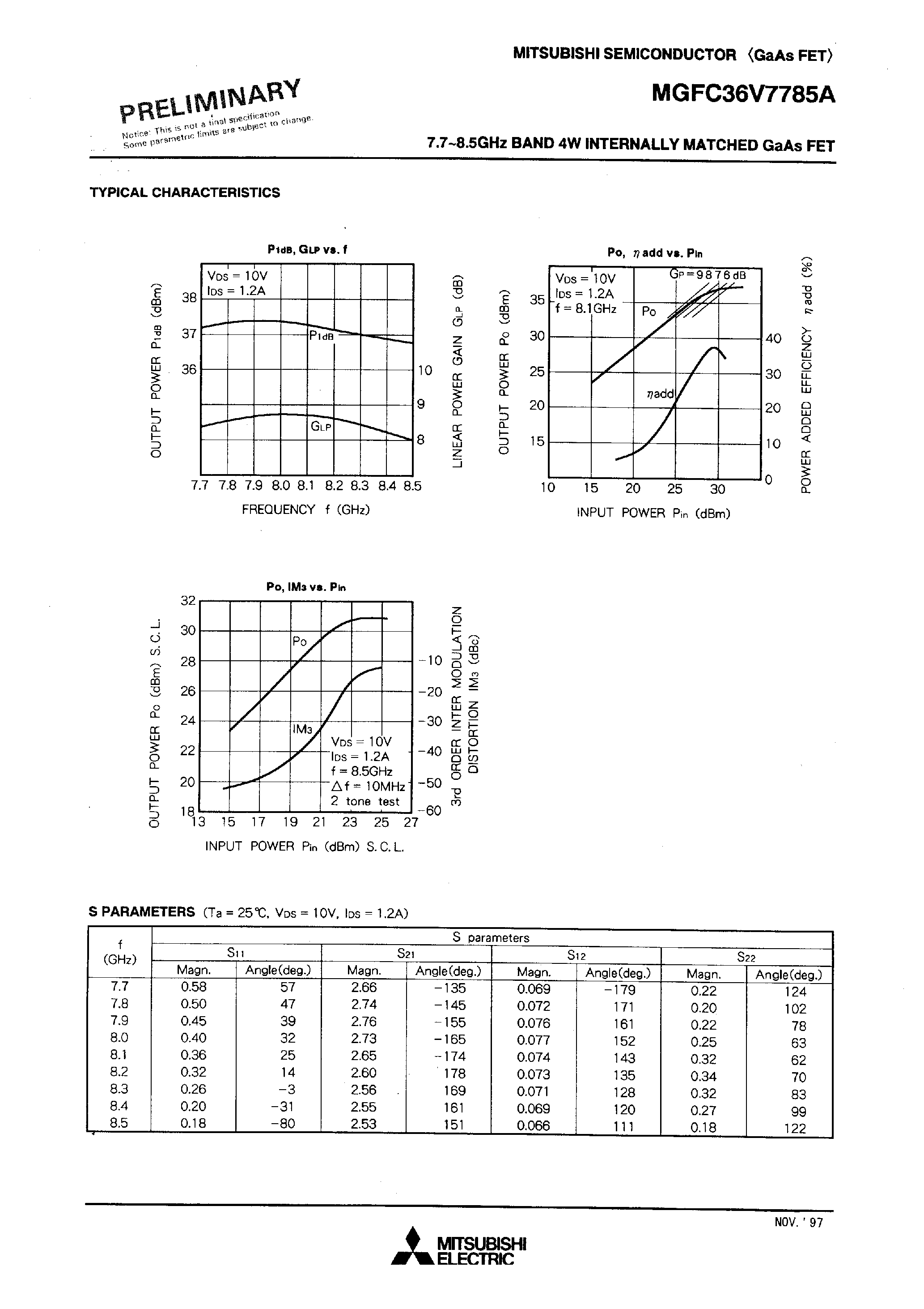 Datasheet MGFC36V7785A - 7.7 - 8.5GHz BAND 4W INTERNALLY MATCHED GaAs FET page 2