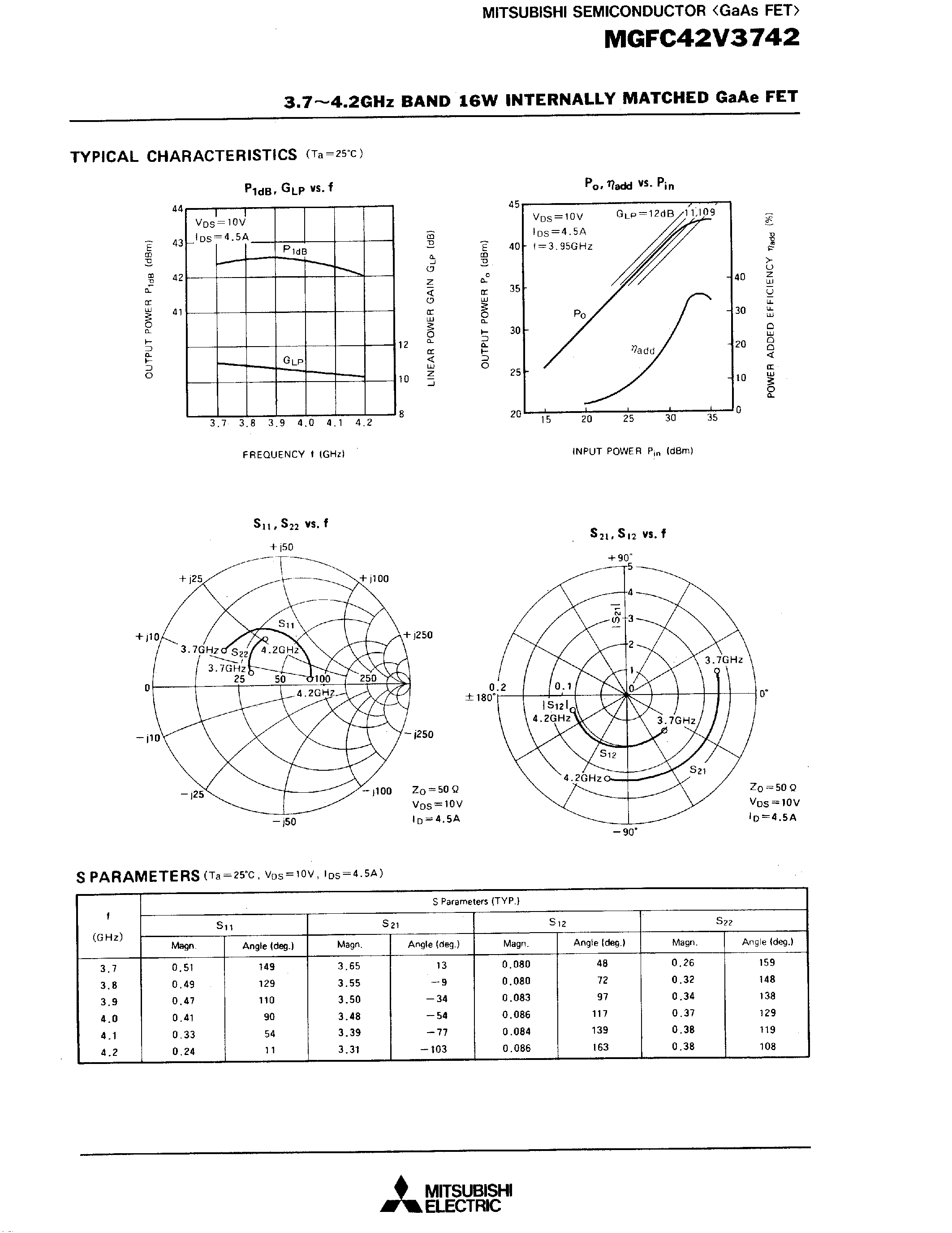 Даташит на микросхему MGFC42V3742 страница 2 Даташит MGFC42V3742 - 3.7 - 4.2GHz BAND 16W INTERNALLY MATCHED GaAs FET страница 2