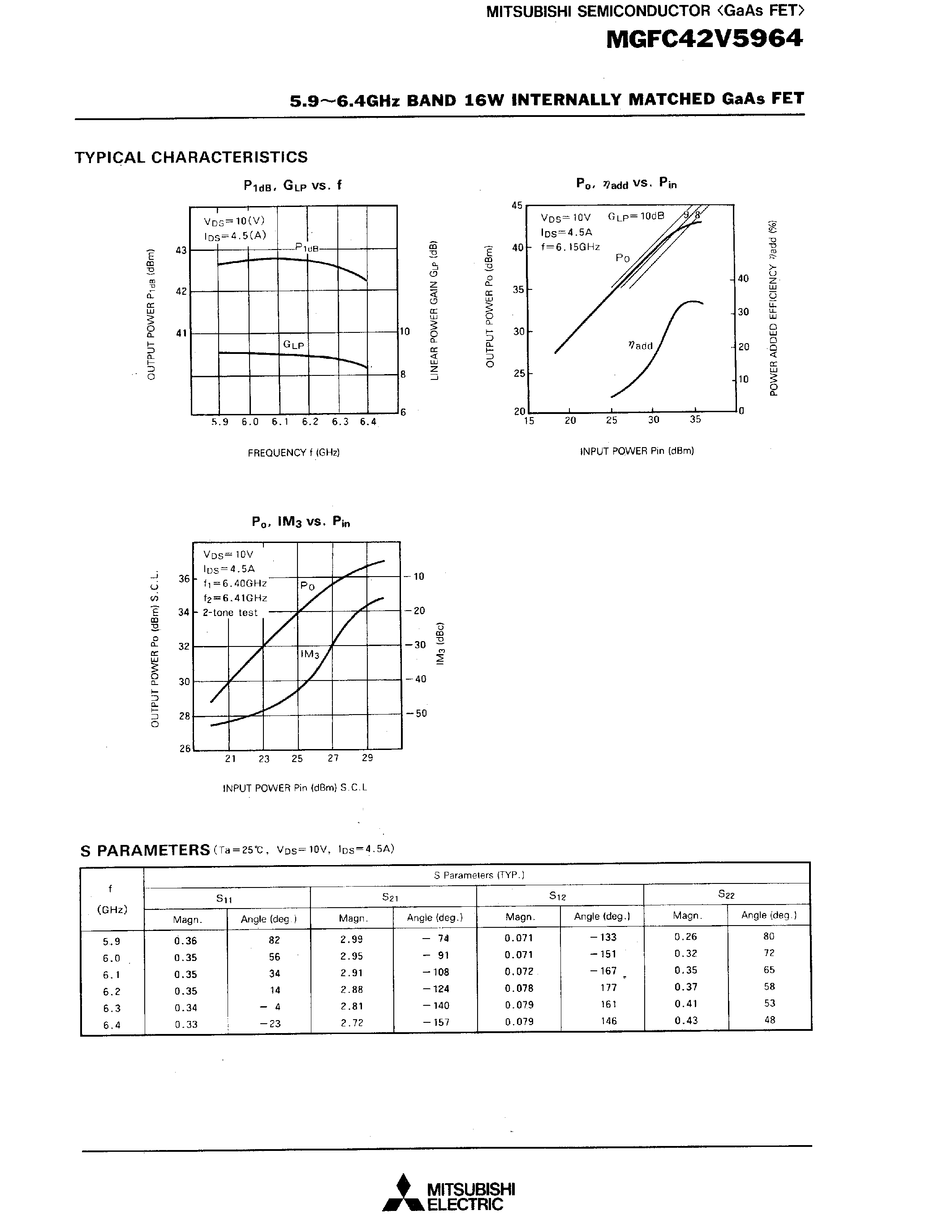 Datasheet MGFC42V5964 - 5.9 - 6.4GHz BAND 16W INTERNALLY MATCHED GaAs FET page 2