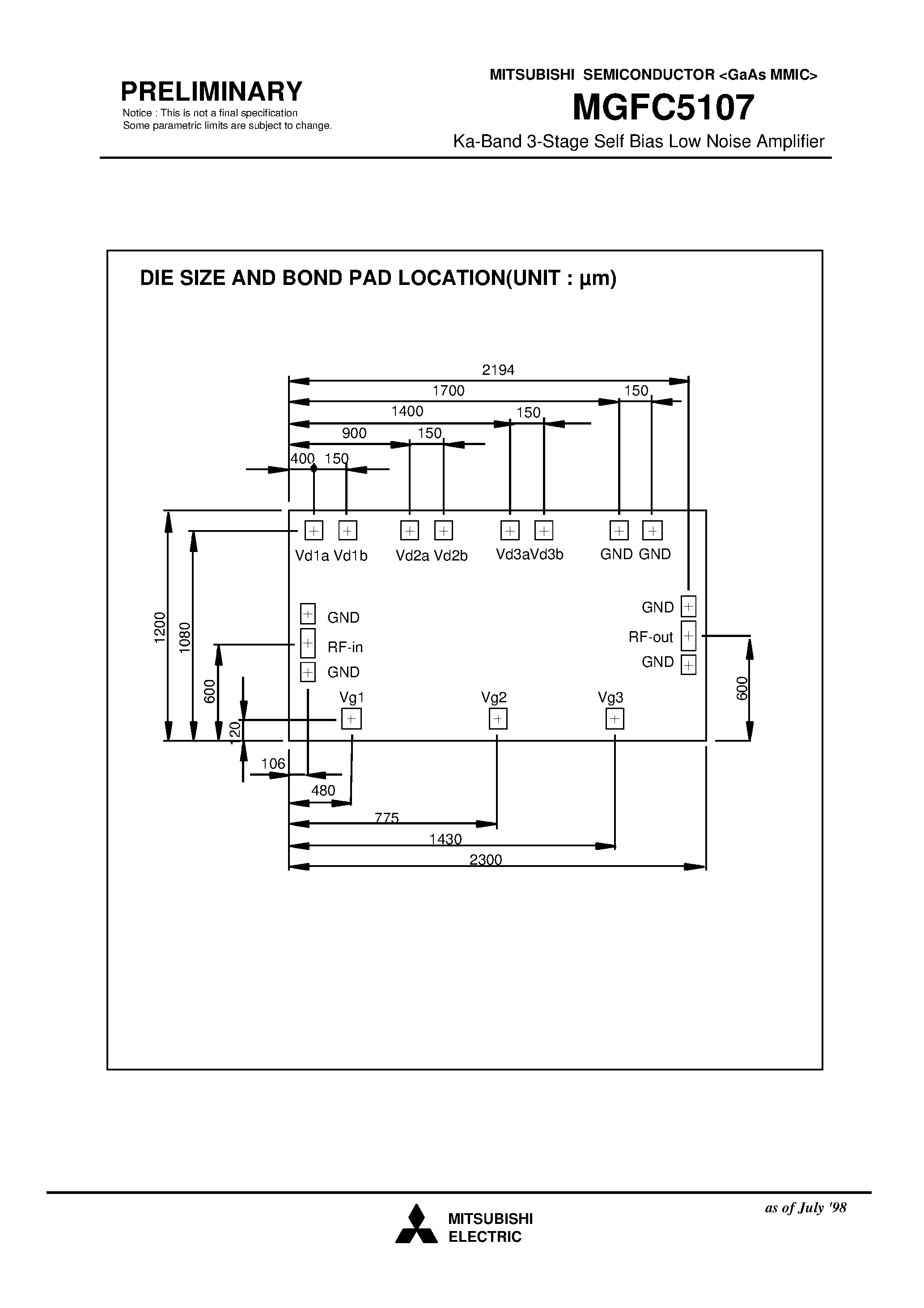 Datasheet MGFC5107 - Ka-Band 3-Stage Self Bias Low Noise Amplifier page 2