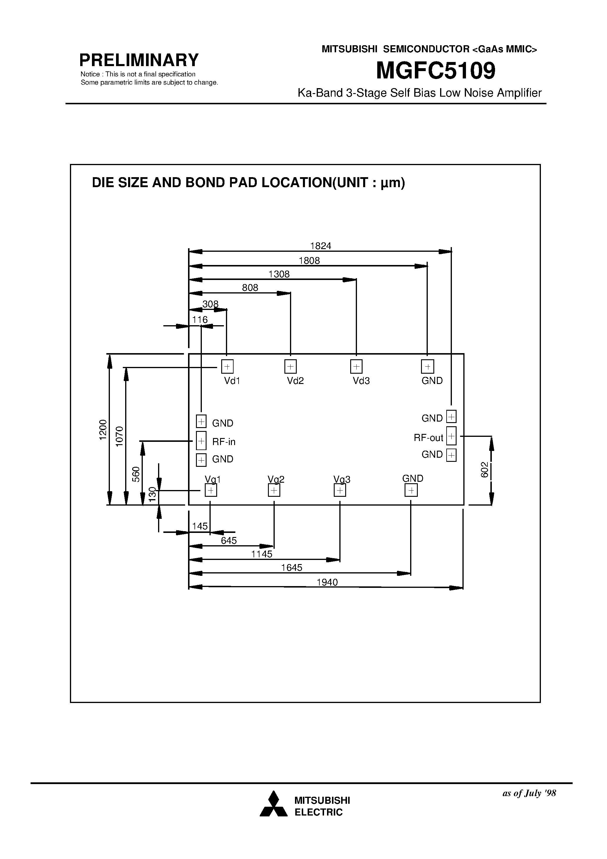 Datasheet MGFC5109 - Ka-Band 3-Stage Self Bias Low Noise Amplifier page 2