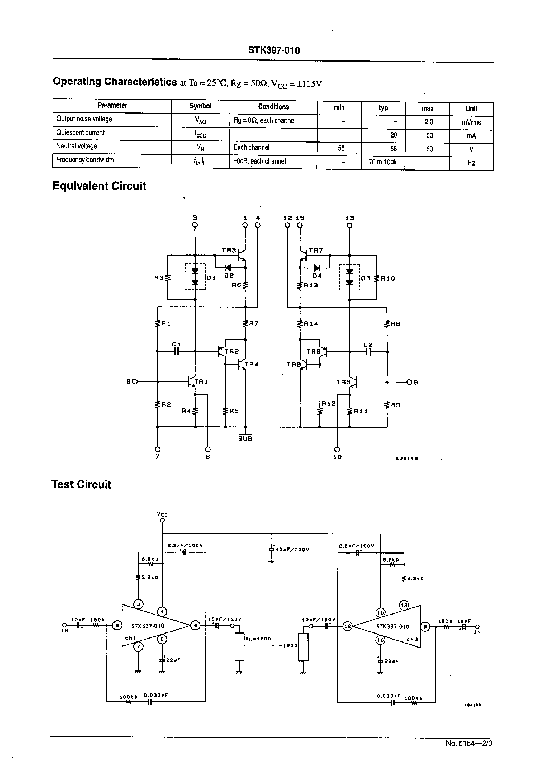 Datasheet STK397-010 page 2 Datasheet STK397-010 - Electromagnetic Focus Output 2-Channel Amplifier(Ic max=1.5A) page 2