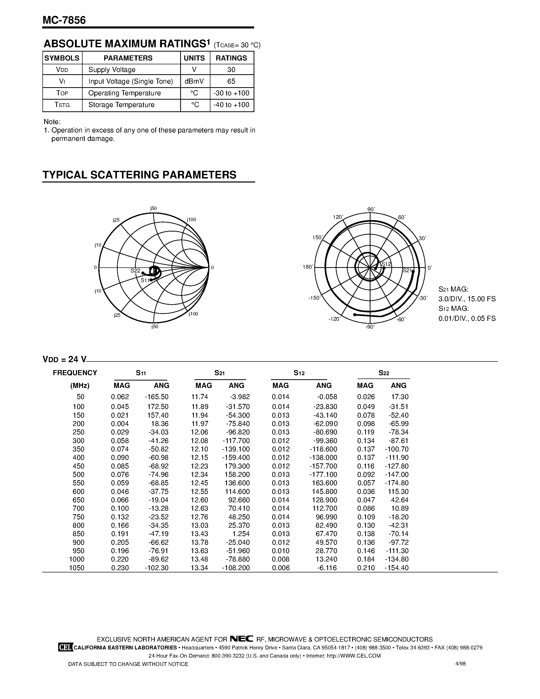 Даташит на микросхему MC7856 страница 2 Даташит MC7856 - CATV 22 dB PUSH-PULL AMPLIFIER страница 2