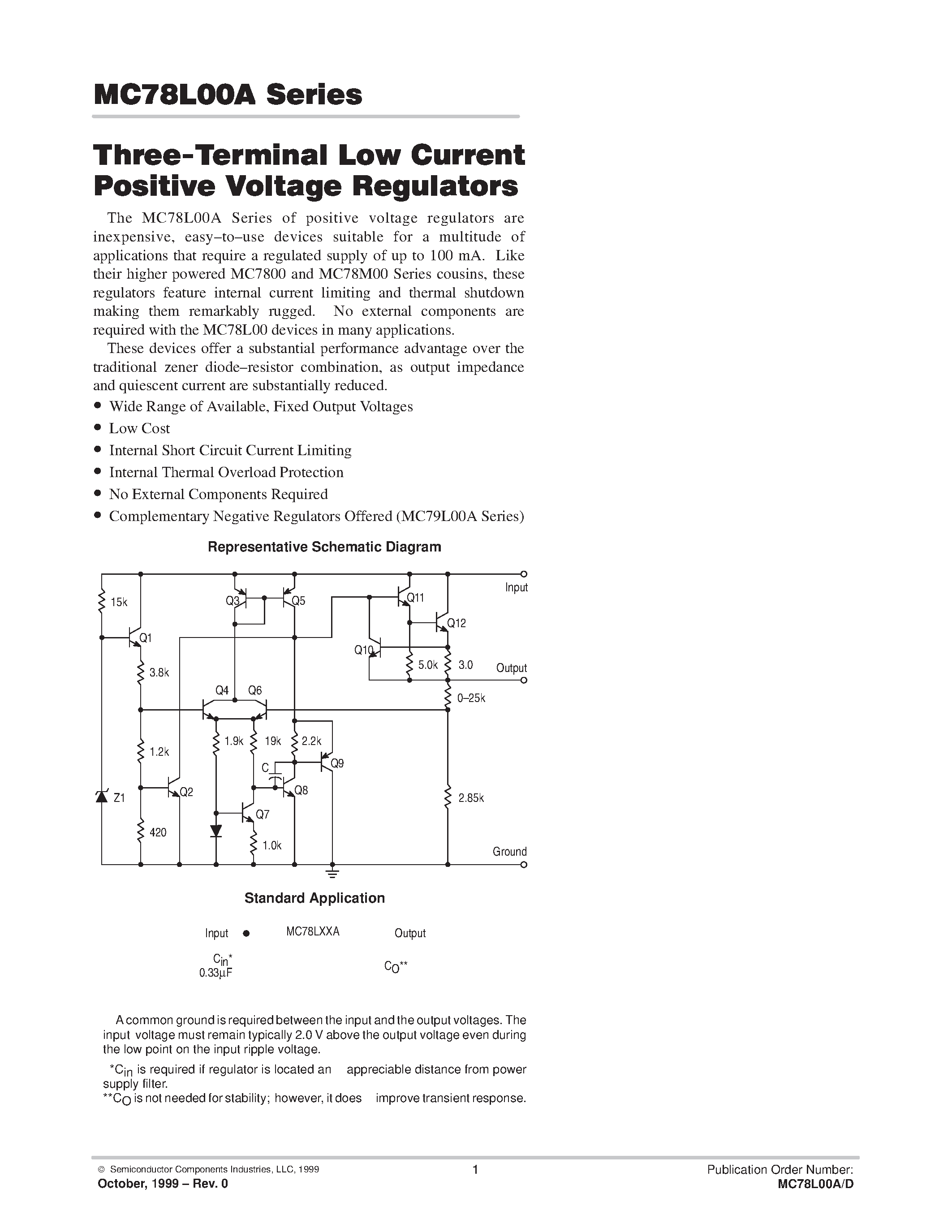 Даташит на микросхему MC78L12ABDR2 страница 1 Даташит MC78L12ABDR2 - Three-Terminal Low Current Positive Voltage Regulators страница 1