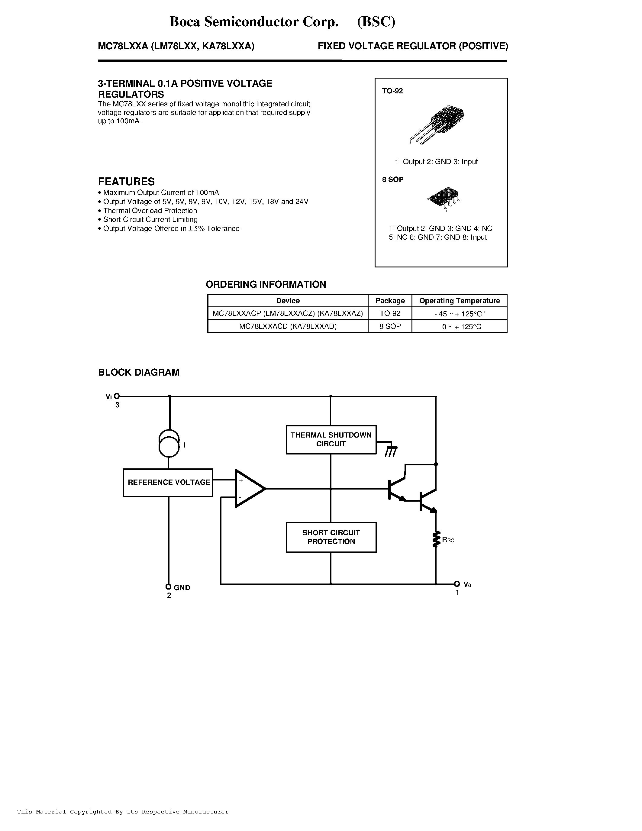Даташит MC78L12ACZ - 3-TERMINAL 0.1A NEGATIVE VOLTAGE REGULATORS страница 1