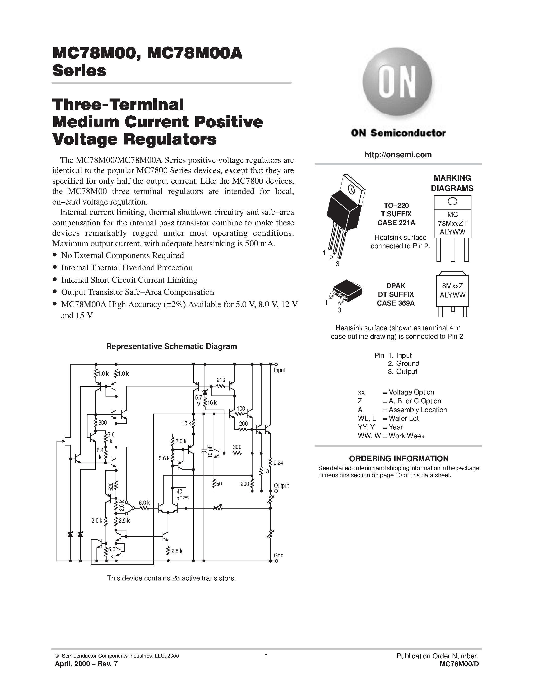 Даташит MC78M12RK - Three-Terminal MEDIUM Current Positive Voltage Regulators страница 1