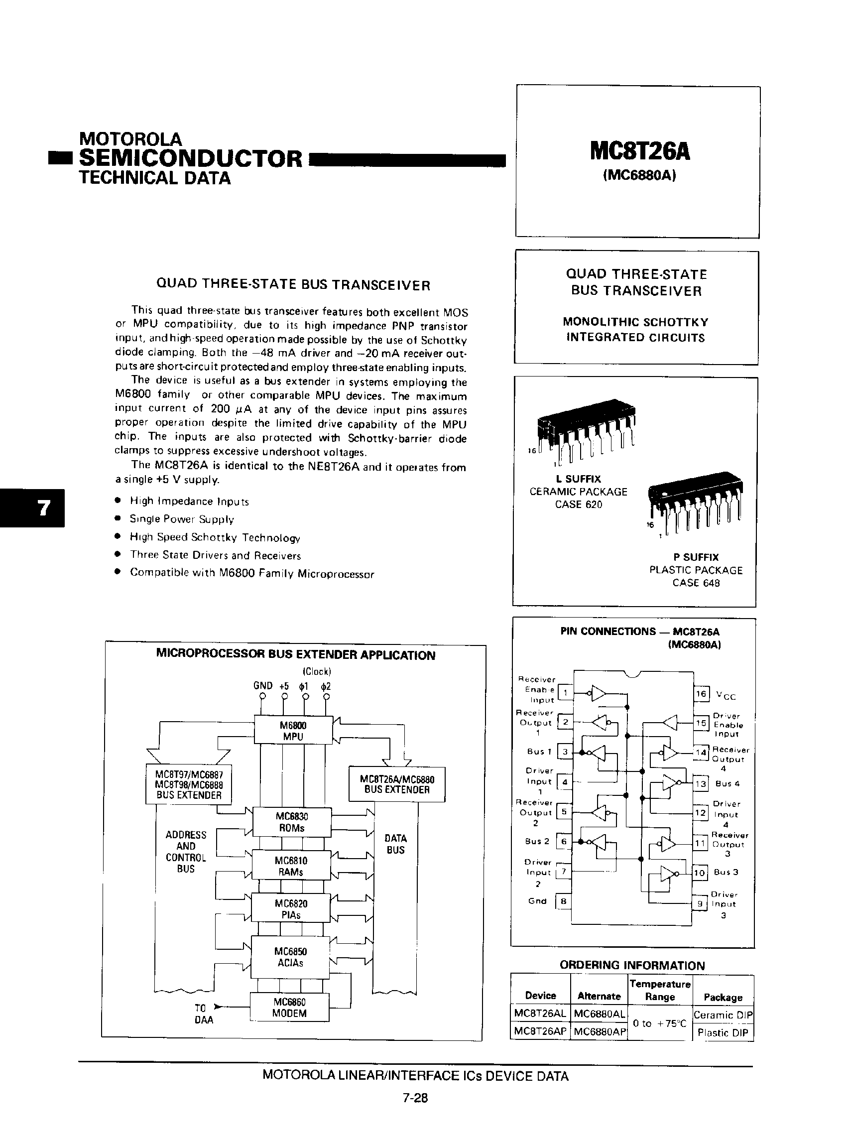 Даташит MC8T26AP - QUAD THREE-STATE BUS TRANSCEIVER страница 1