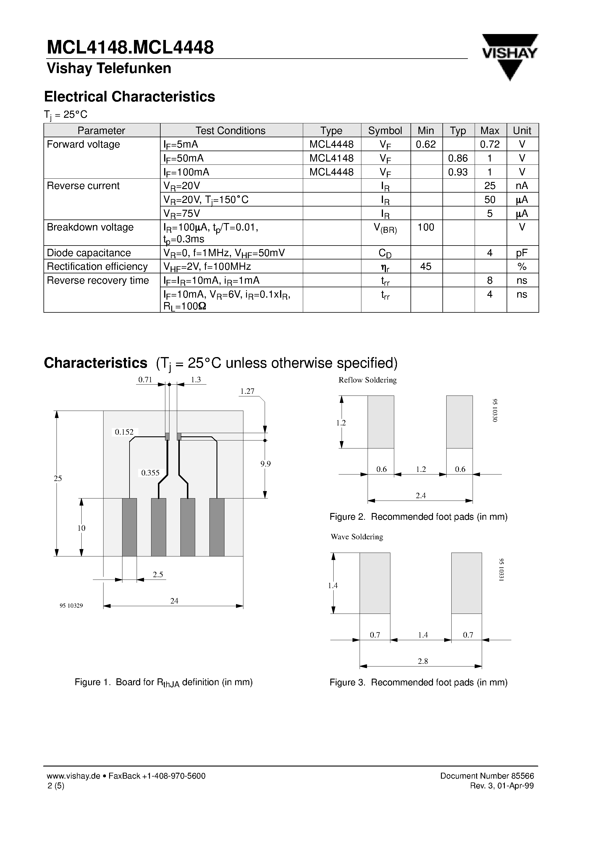 Даташит на микросхему MCL4448 страница 2 Даташит MCL4448 - Silicon Epitaxial Planar Diodes страница 2