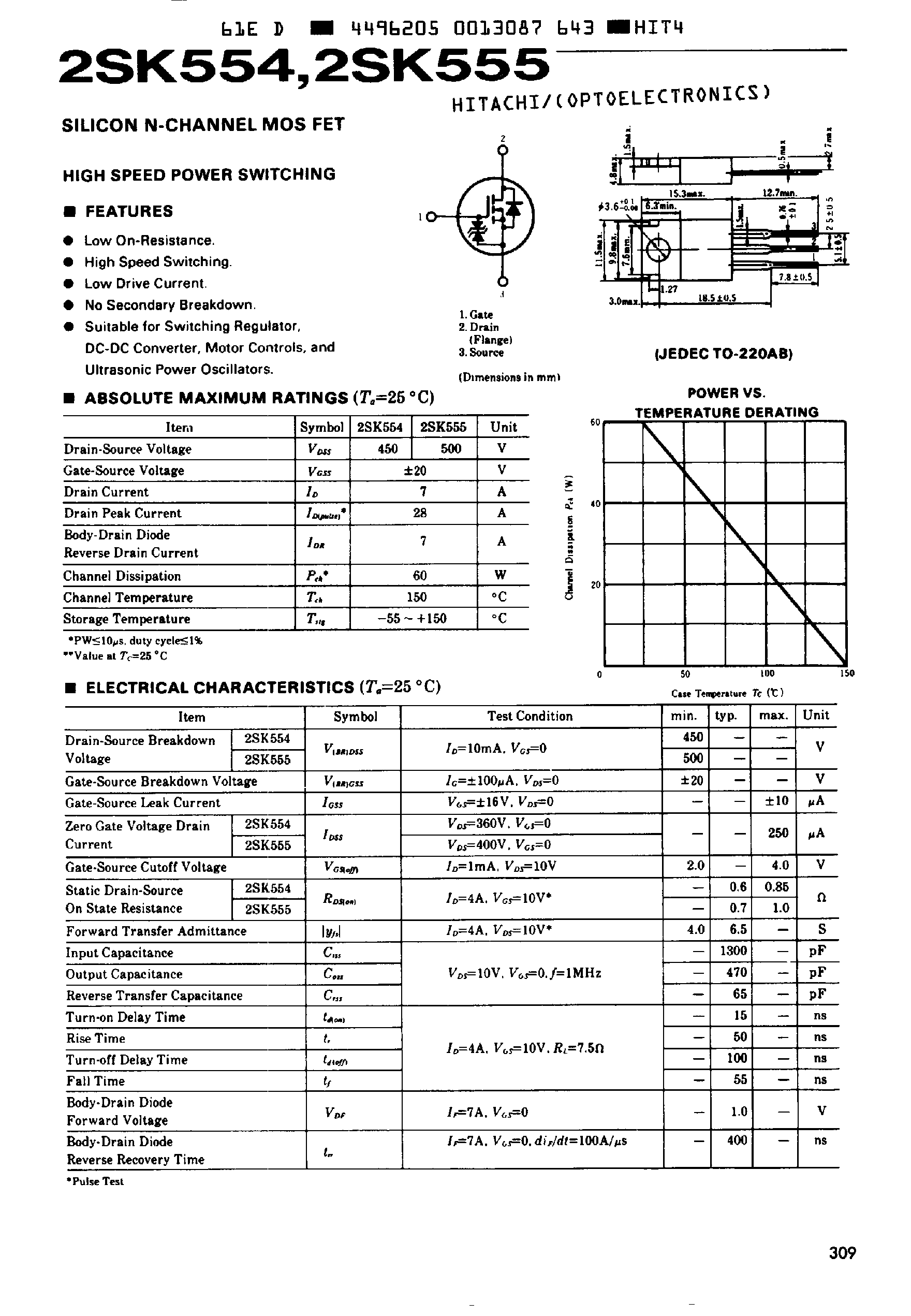 Datasheet 2SK554 - Silicon N-Channel MOS FET page 1