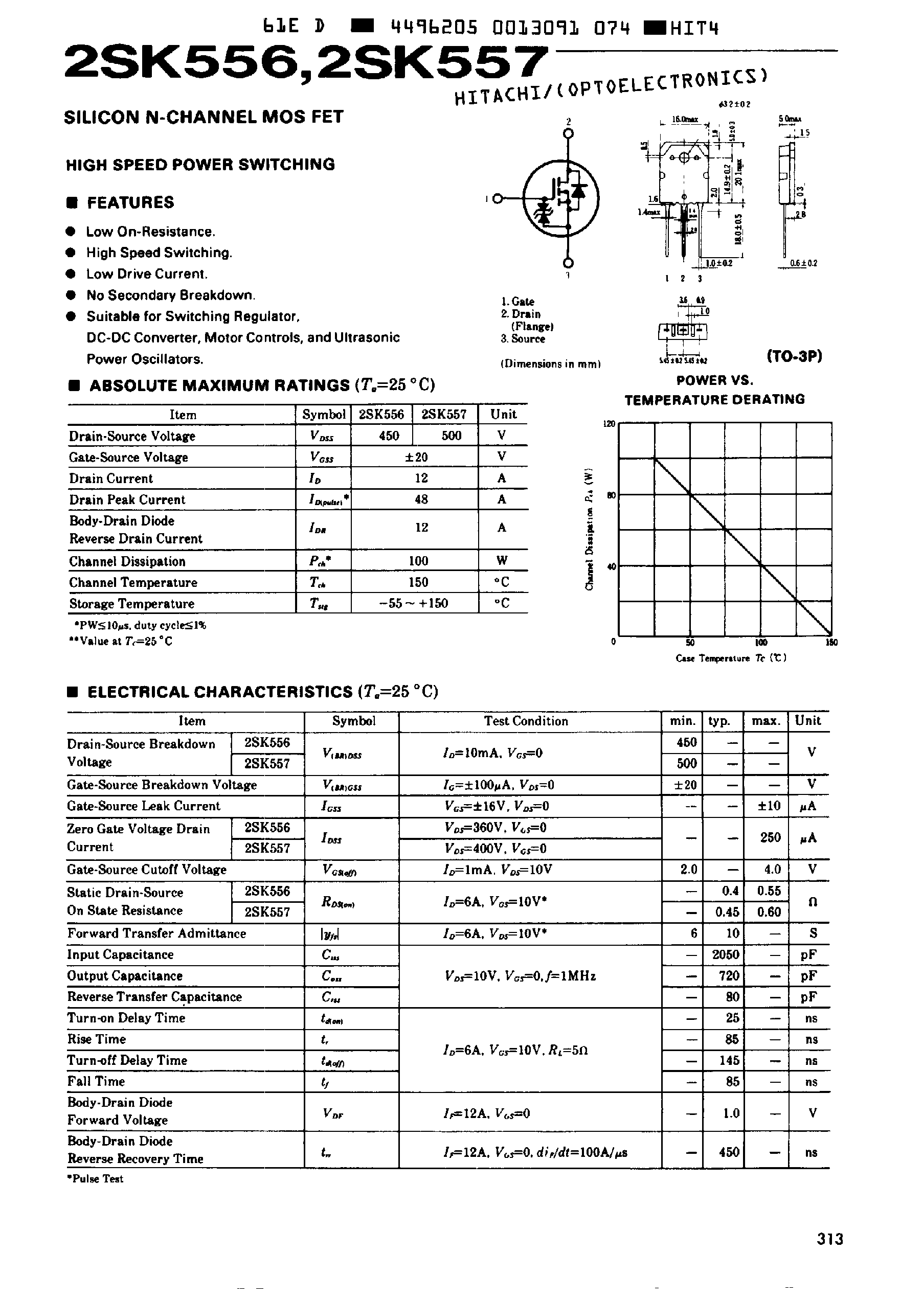 Даташит 2SK556 - Silicon N-Channel MOS FET страница 1
