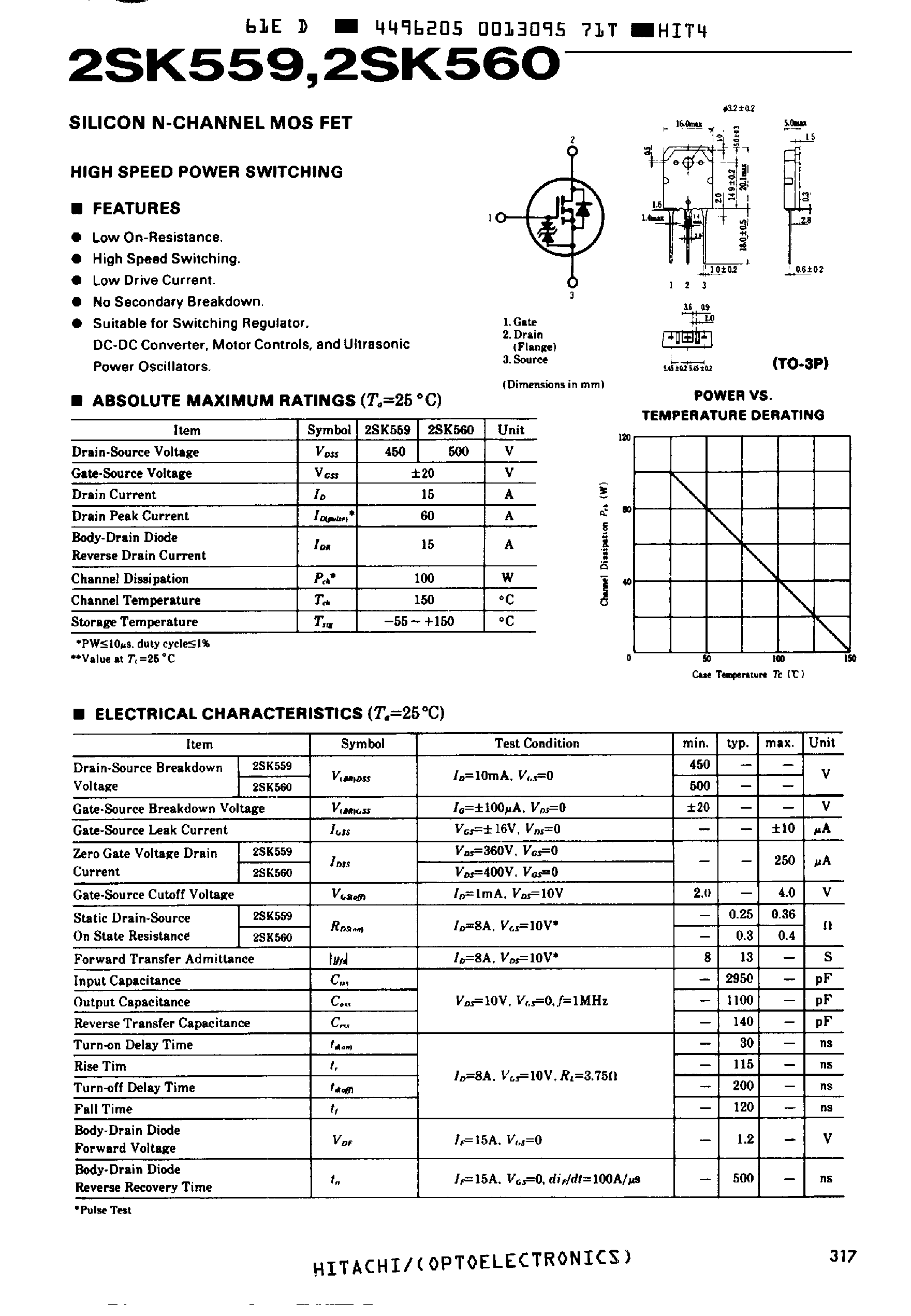 Datasheet 2SK560 - Silicon N-Channel MOS FET page 1