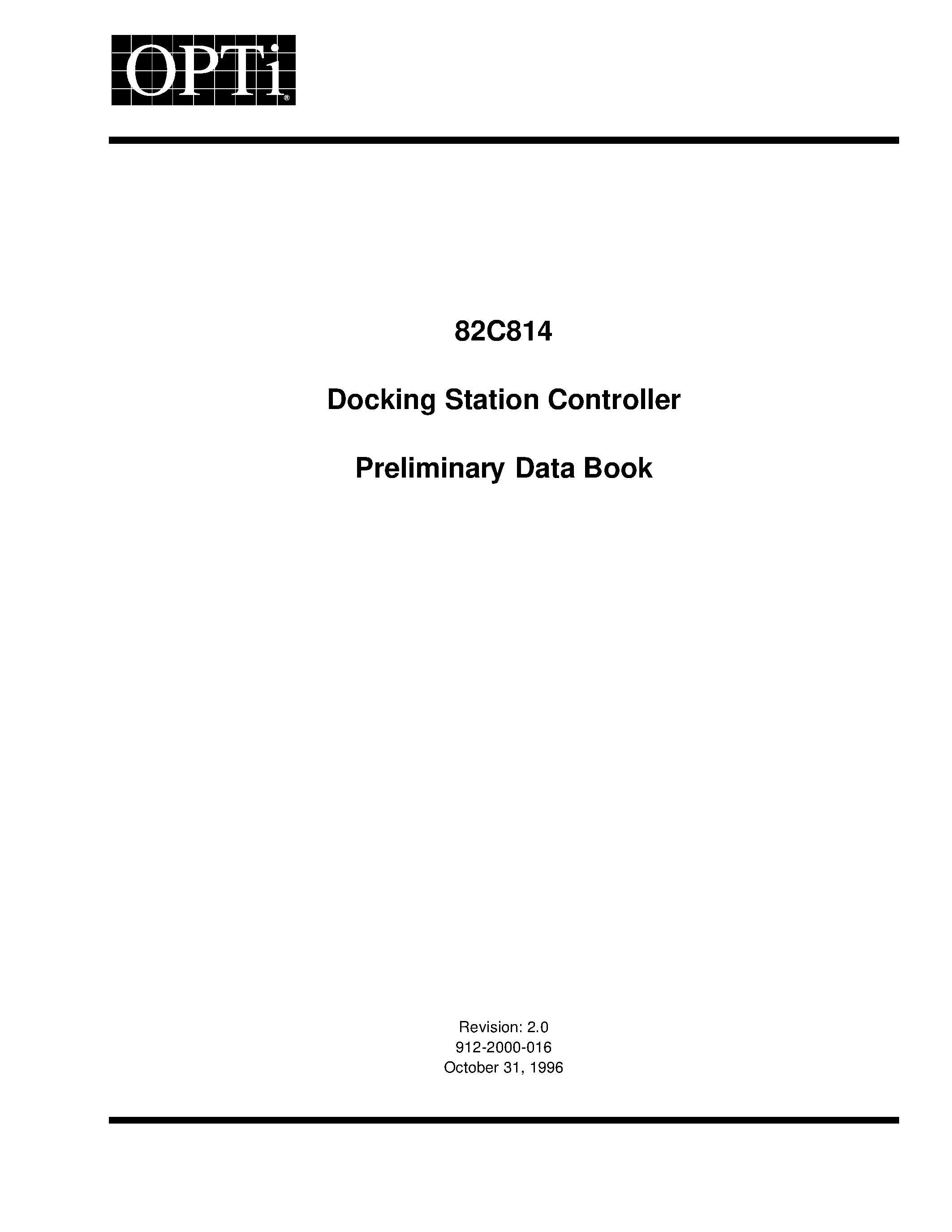 Datasheet 82C814 page 1 Datasheet 82C814 - Docking Station Controller Preliminary Data Book page 1