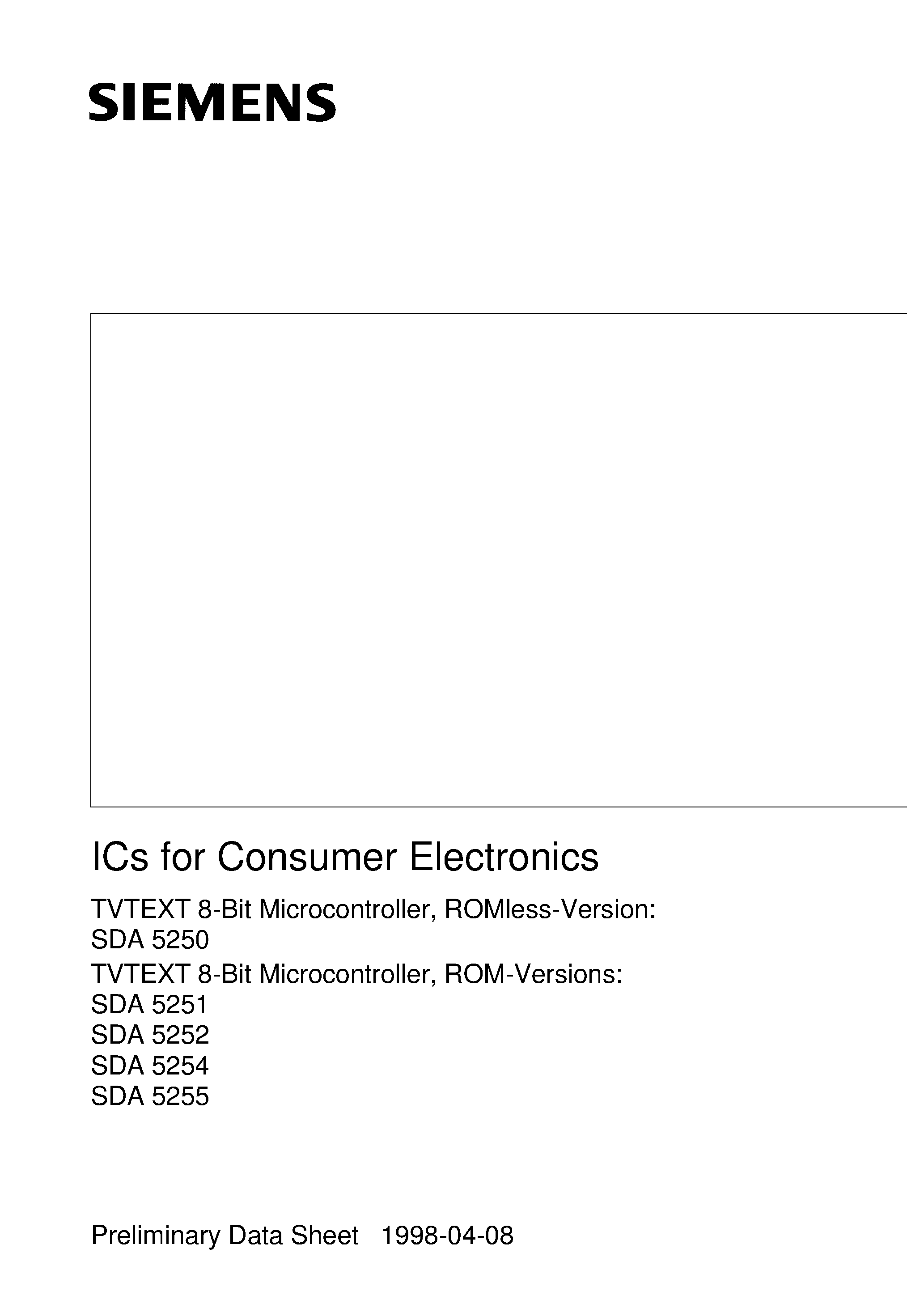 Даташит SDA5250 - TVTEXT 8-Bit Microcontroller страница 1