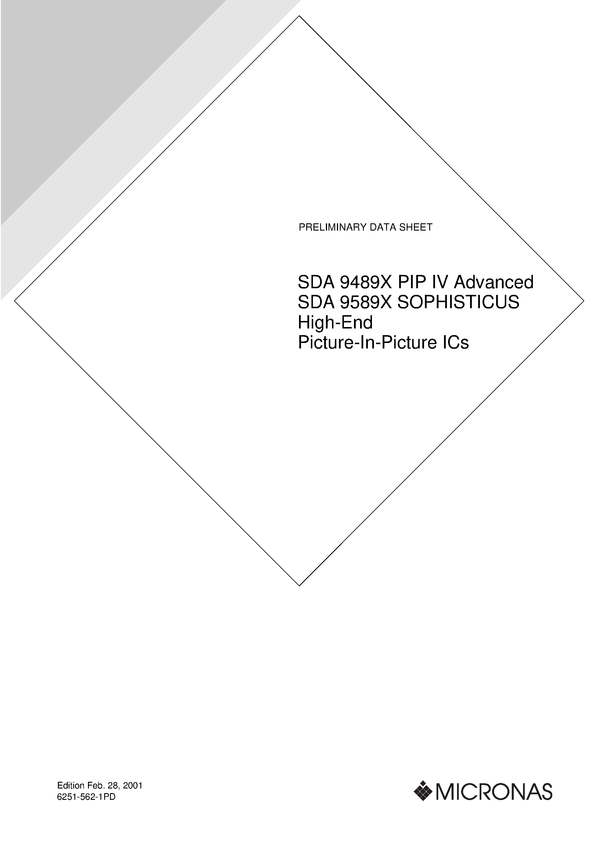 Даташит SDA9489X - PIP IV Advanced SOPHISTICUS High-End Picture-In-Picture ICs страница 1