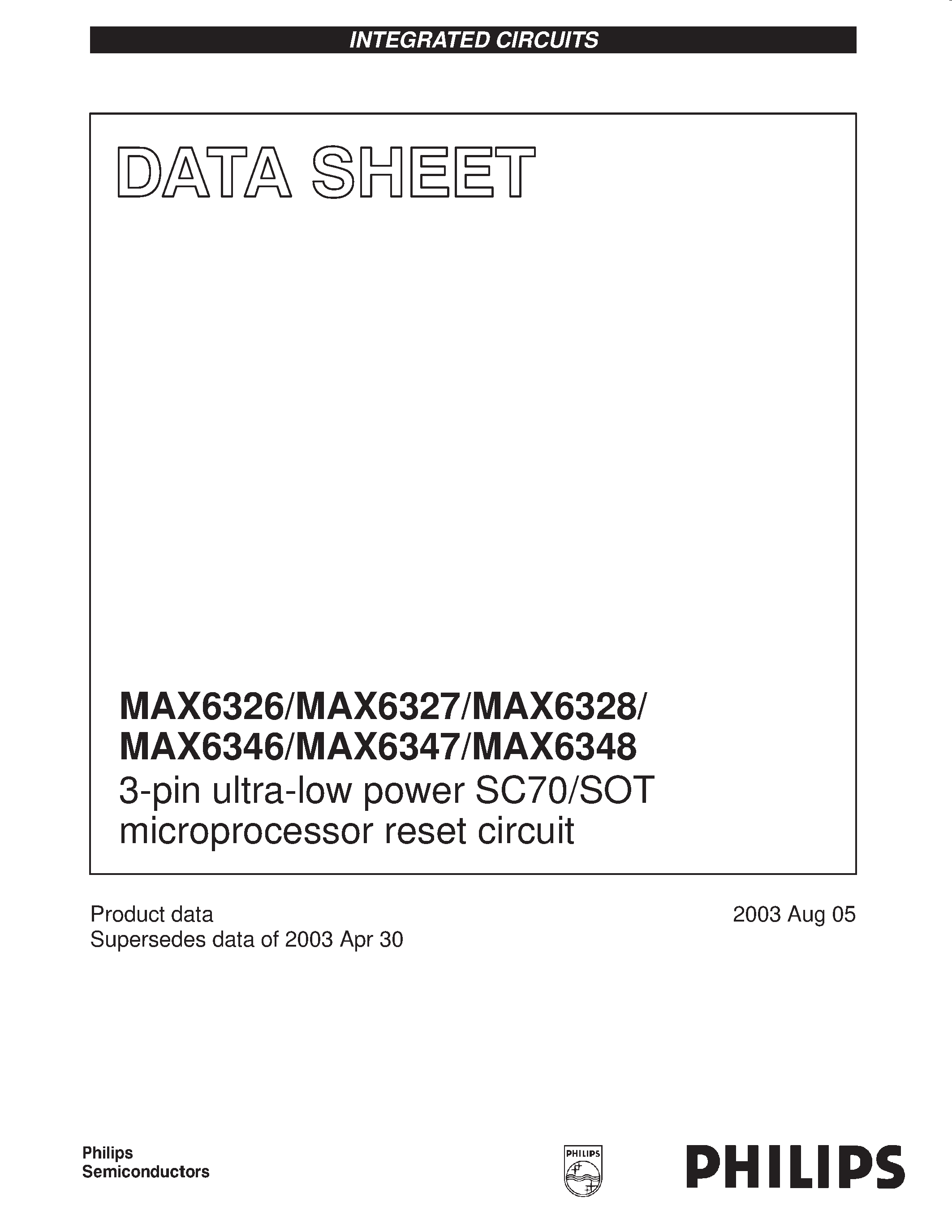Datasheet MAX6327-23D - 3-pin ultra-low power SC70/SOT microprocessor reset circuit page 1